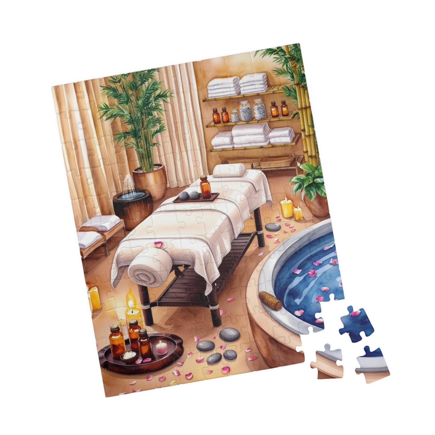 Relaxing Spa Retreat Puzzle, Serene Wellness Escape Scene Adult Jigsaw Game, Solo Fun or Family Entertainment, Mindful Puzzle Lover Gift Puzzle The Puzzle Chest