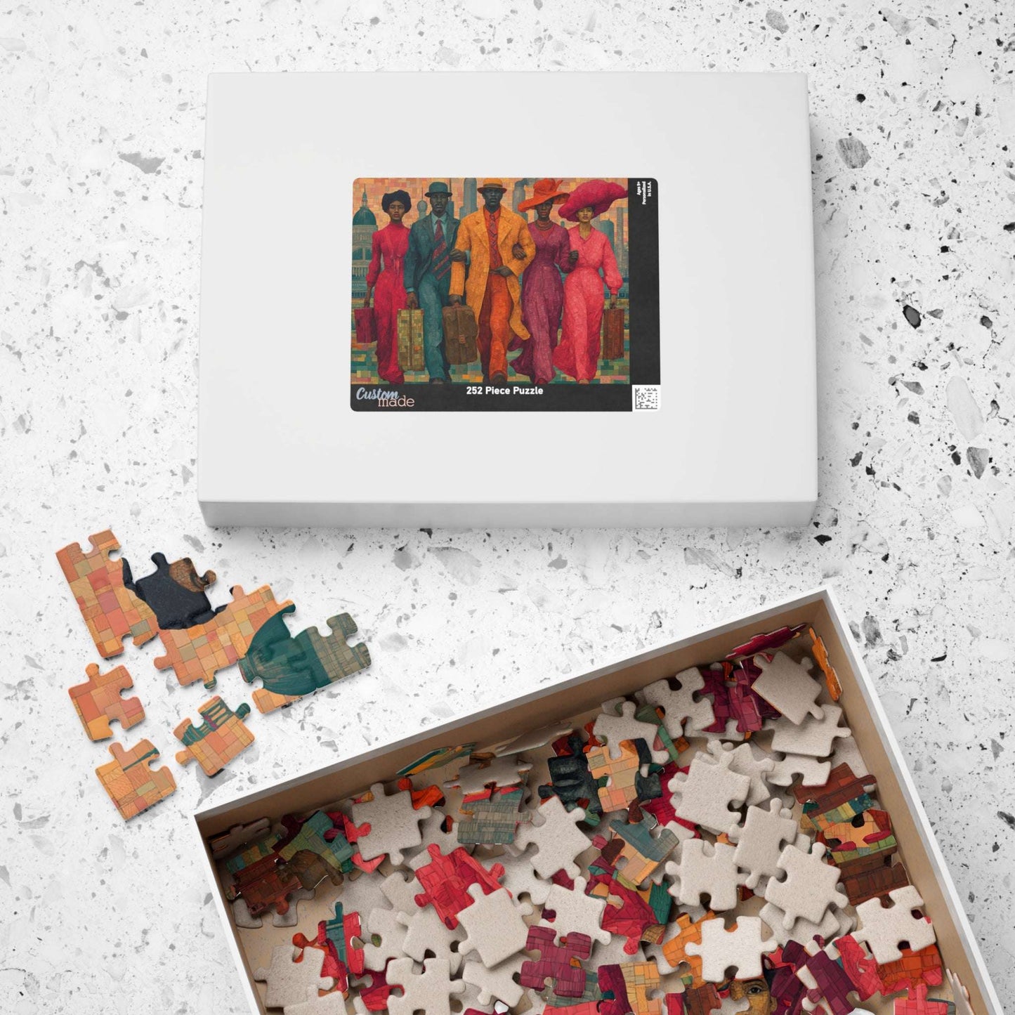 Afrocentric Black Art Puzzle - Migration, Family Strength & City Landscape Scene, Vintage Art for Puzzle Lover Puzzle The Puzzle Chest