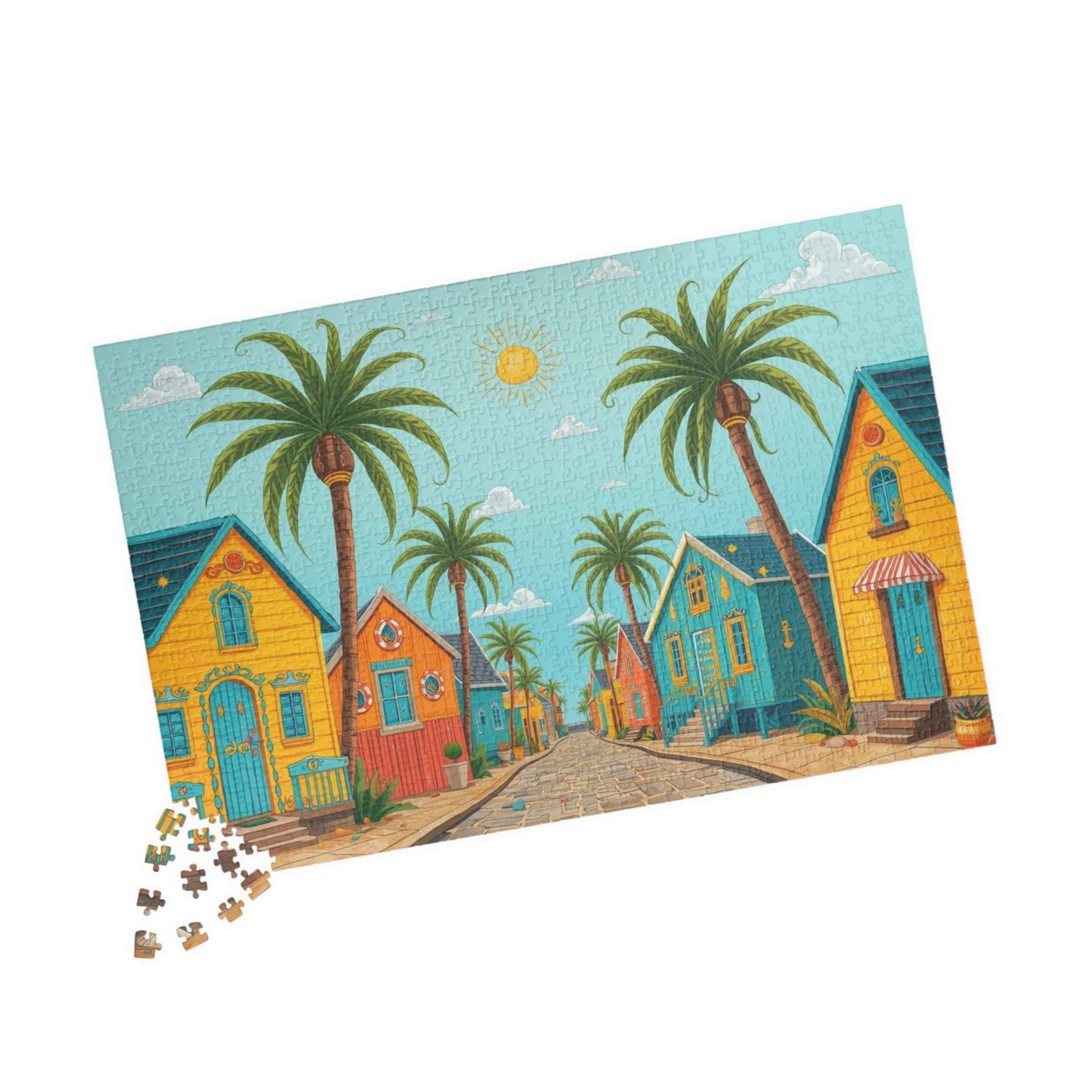 Beach House Village Puzzle - Seaside Town Jigsaw Game 1014 pcs (Horizontal) Puzzle The Puzzle Chest