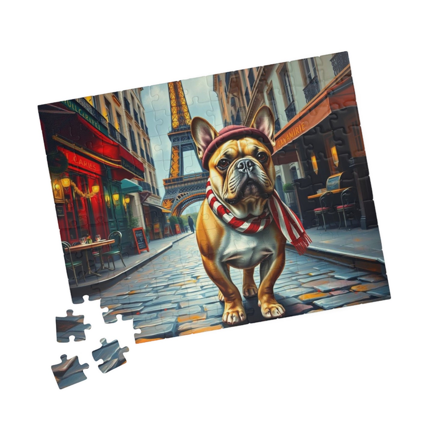 Eiffel Tower Dog Puzzle - French Bulldog, Pet Lover Gift for Friend Holiday or Birthday, Family Fun Home Entertainment, Hobby, Brain Teaser Puzzle The Puzzle Chest