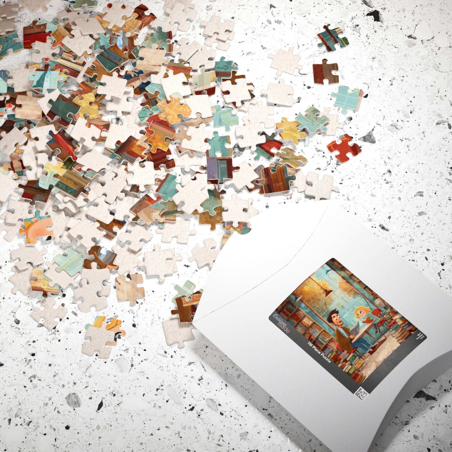 Whispers Between the Shelves - Watercolor Cozy Bookstore Jigsaw Puzzle, Storybook Cartoon Illustration Puzzle The Puzzle Chest