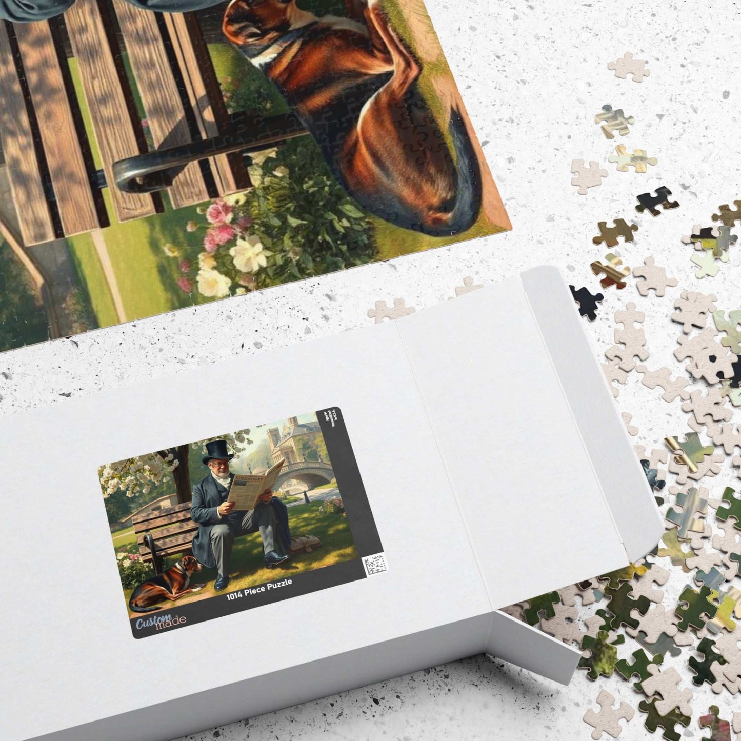 Victorian Gentleman Reading Newspaper in Park - 19th Century Pastoral Scene Jigsaw Puzzle Puzzle The Puzzle Chest