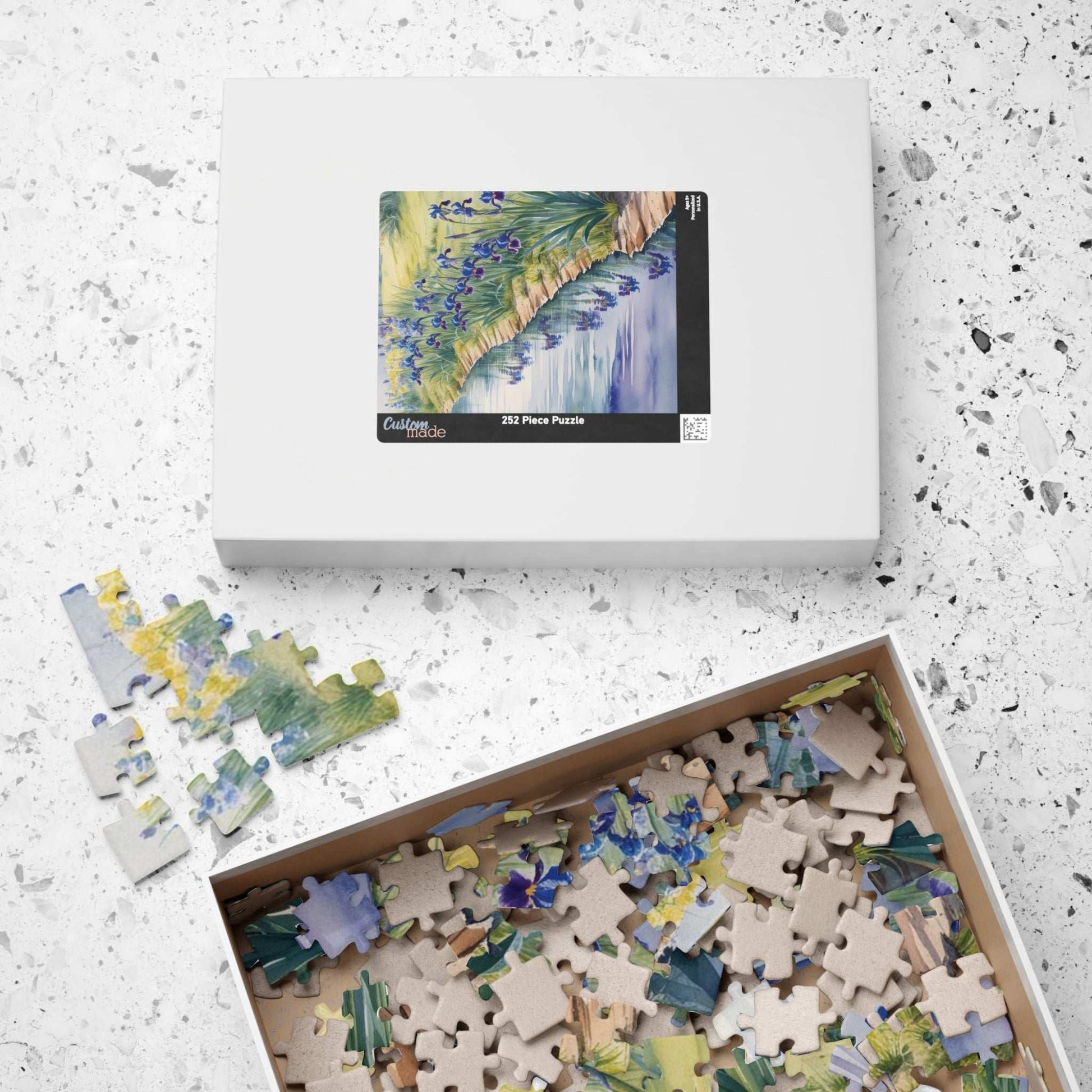 Wildflower Relaxing River Puzzle, Scenic Riverside with Bluebells and Irises in Reflection, Nature-Inspired Jigsaw Game, Puzzle Lover Gift Puzzle The Puzzle Chest