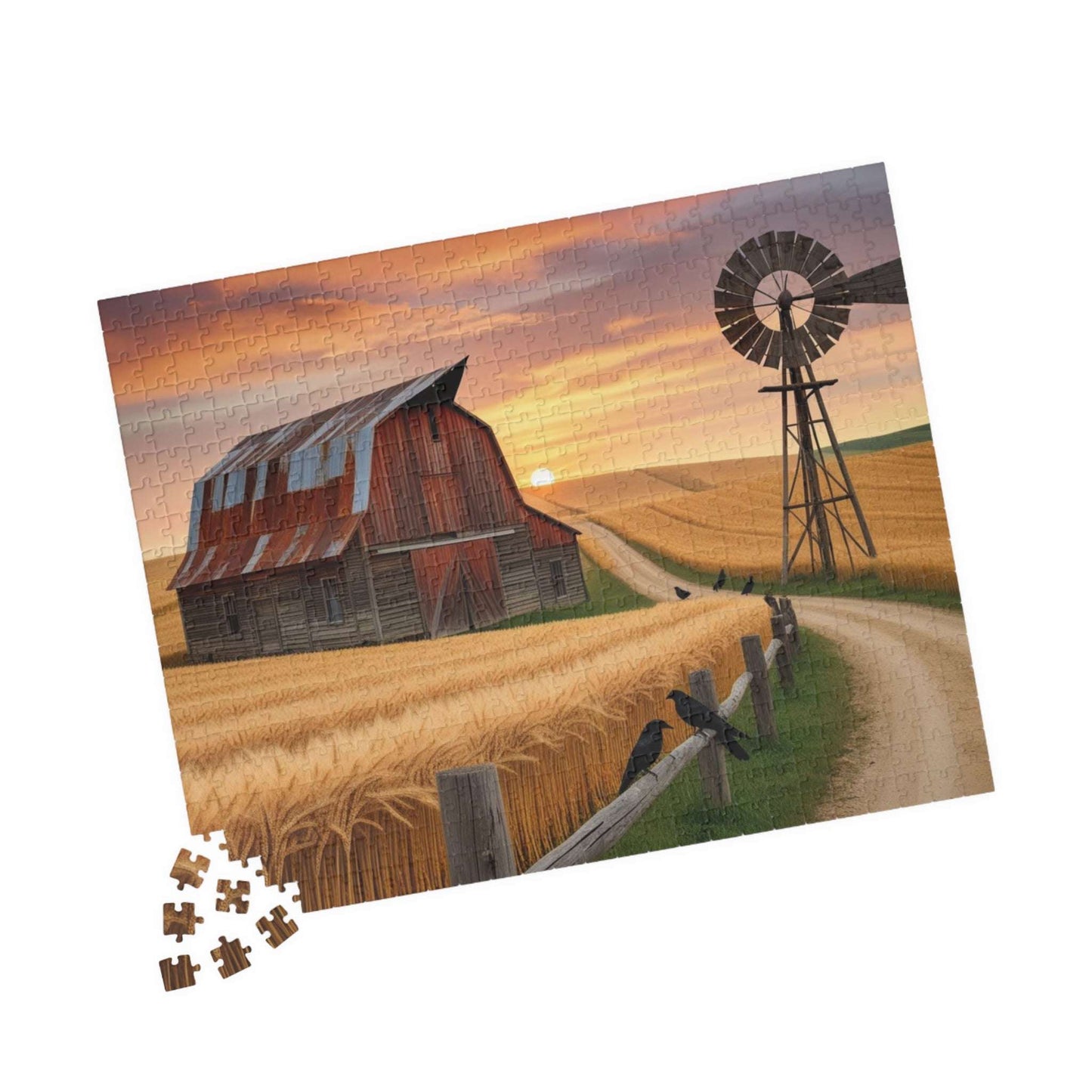 Rustic Farmhouse Puzzle, 110-1014 Piece Fall Landscape Jigsaw Game, Cozy Autumn Home Decor, Family Fun Activity Puzzle The Puzzle Chest