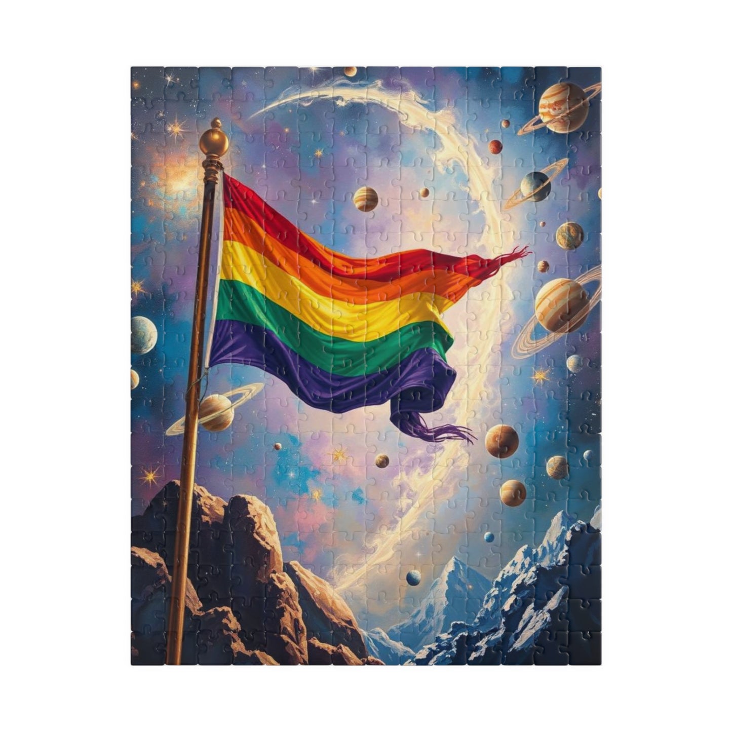 Space Pride Flag Jigsaw Puzzle - 110-1014 Piece LGBTQ+ Gift, Puzzle Enthusiast, Fun Family Activity, Colorful Decor, Inclusive Hobby