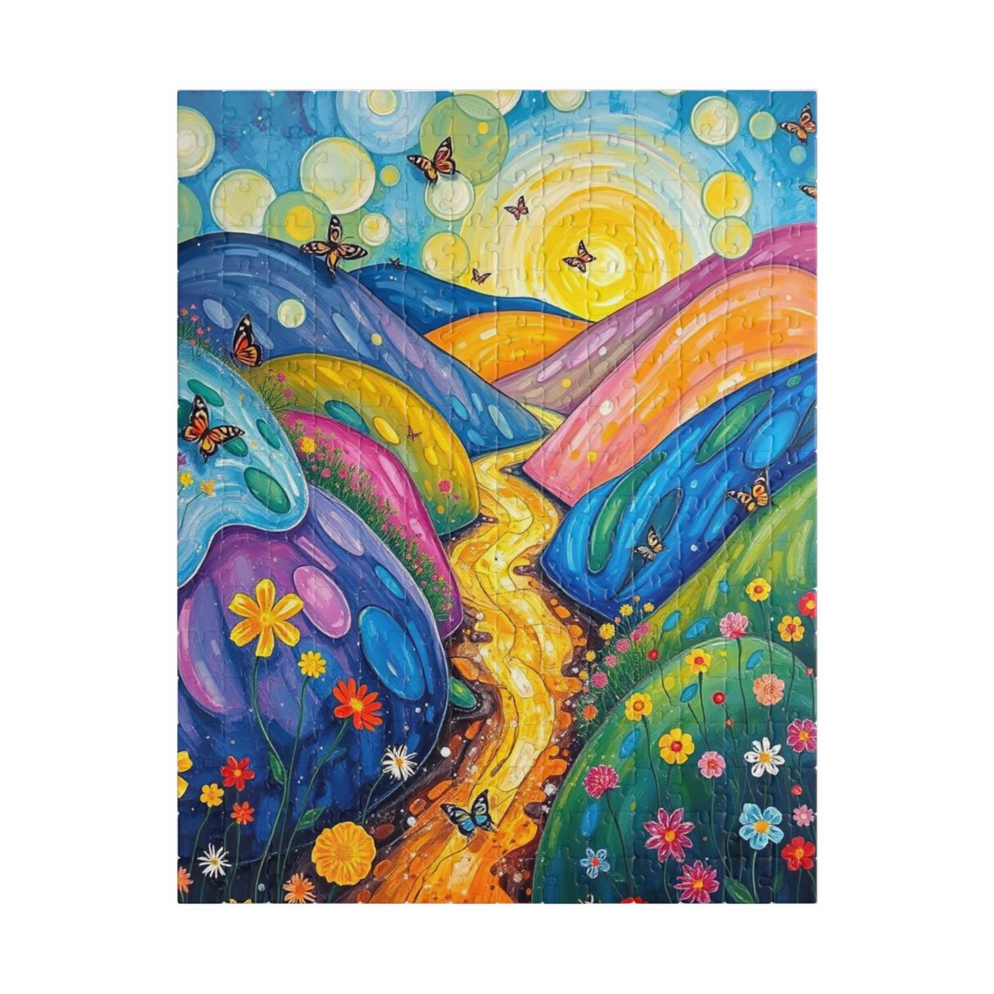 Sugar Sky Dance - River Through Candy Hill Jigsaw Puzzle Collection, Beautiful Nature Puzzle, Colorful Landscape Art, Puzzle Lover Gift, Family Fun, 110/252/520/1014 252 pcs (Vertical) The Puzzle Chest