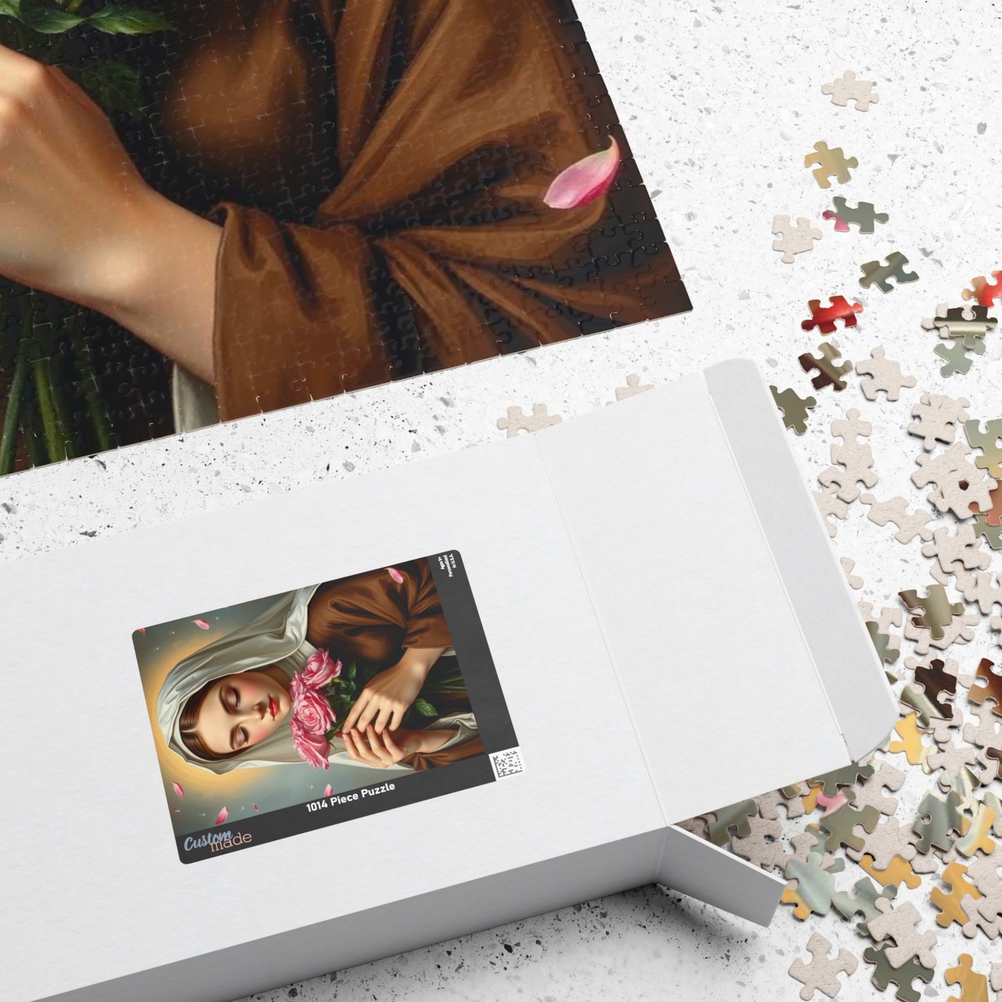 Puzzle, Saint Therese of Lisieux Holding Pink Roses, Adult Jigsaw Game, Religious Art, Meditation Activity, Christian Gift, Holiday Present Puzzle The Puzzle Chest
