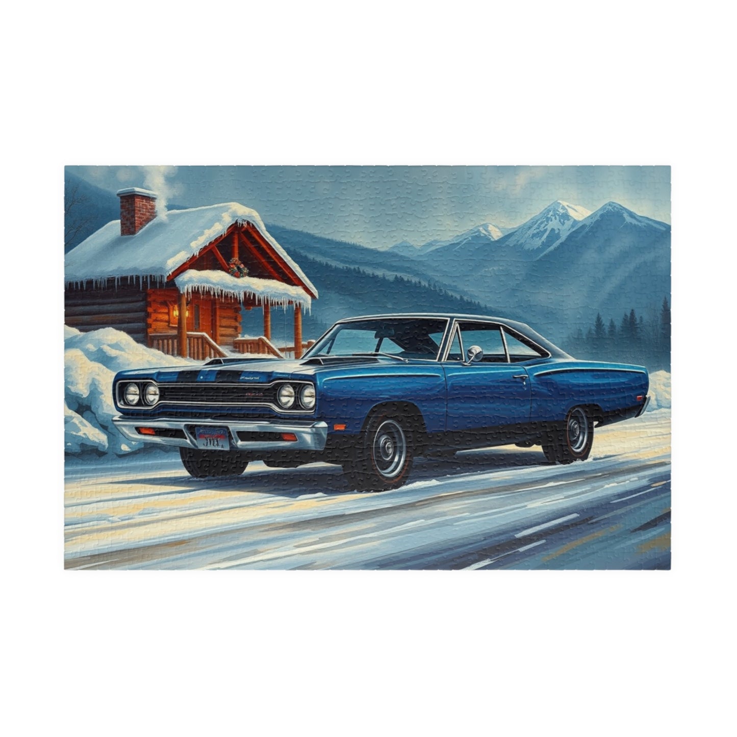 Vintage Car Puzzle, Nostalgic Jigsaw for Auto Lover, Classic Blue 1969 Plymouth Road Runner, Family Game Night, Unique Gift for Him, Mindful 1014 pcs (Horizontal) Puzzle The Puzzle Chest