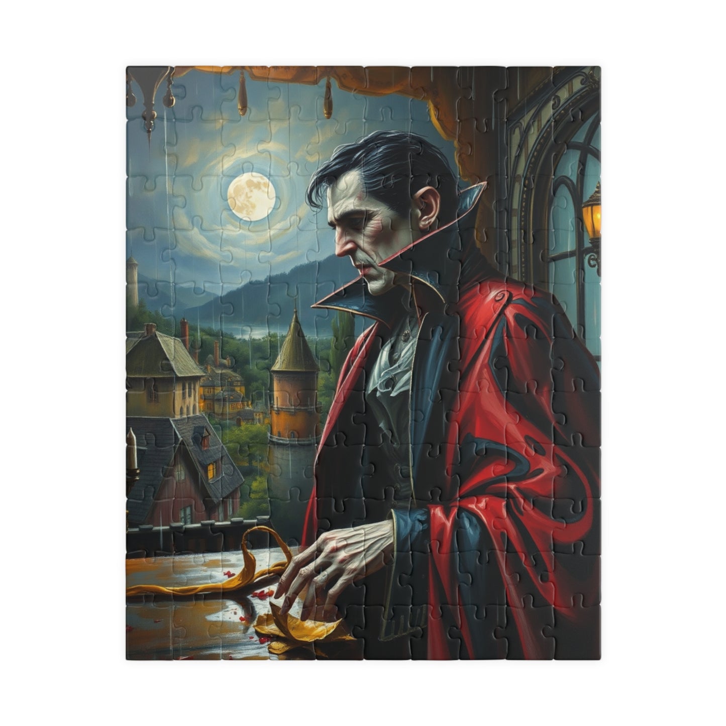 Gothic Vampire Puzzle, Perfect for Halloween, Horror Decor, Family Game Night, Unique Gift, 110-1014-piece Options 110 pcs (Vertical) Puzzle The Puzzle Chest