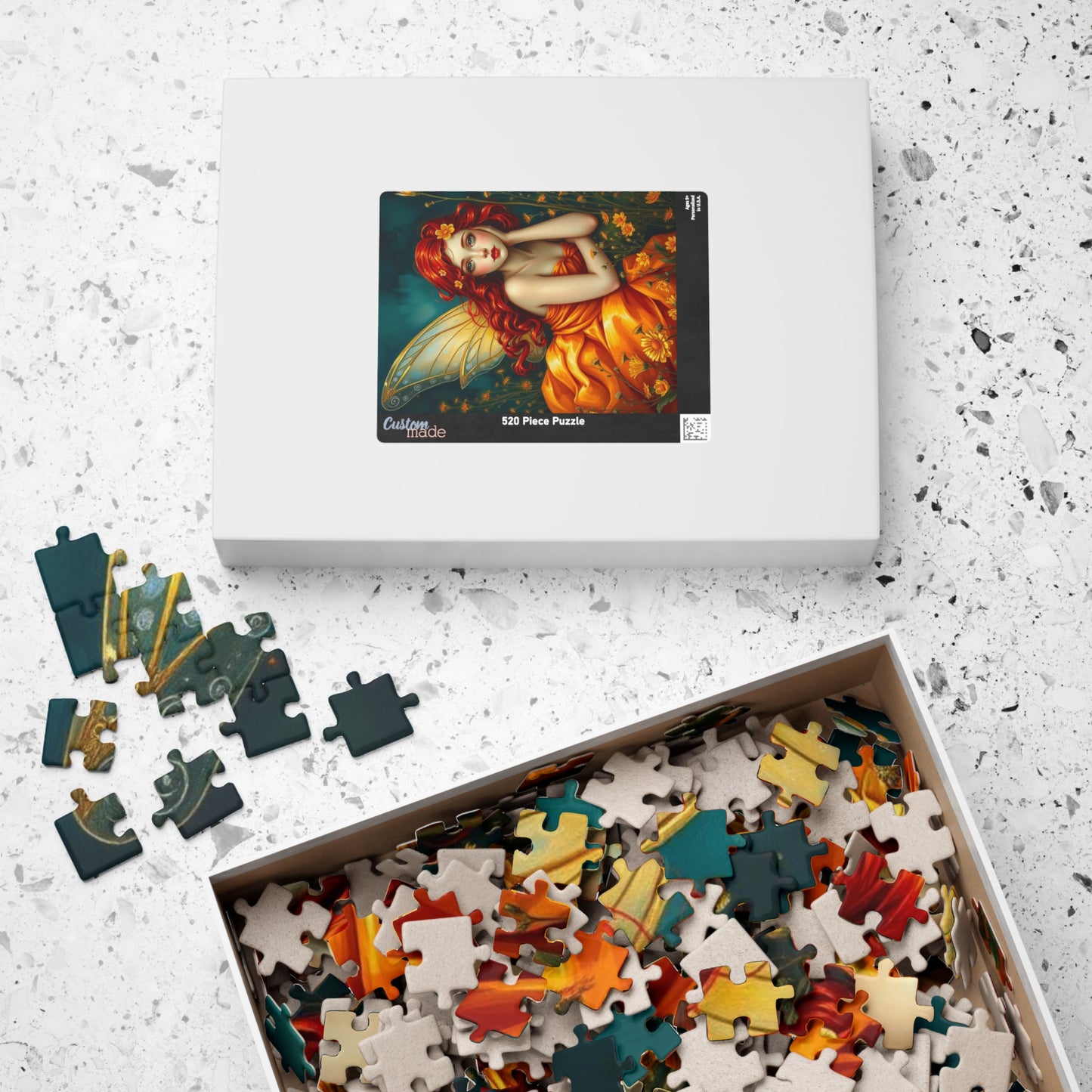Fairy Dreamscape Jigsaw Puzzle - Red Haired Fairy in Night Wildflower Field 110-1014 Piece Mindful Gift for Family, Friend, Hospital Patient