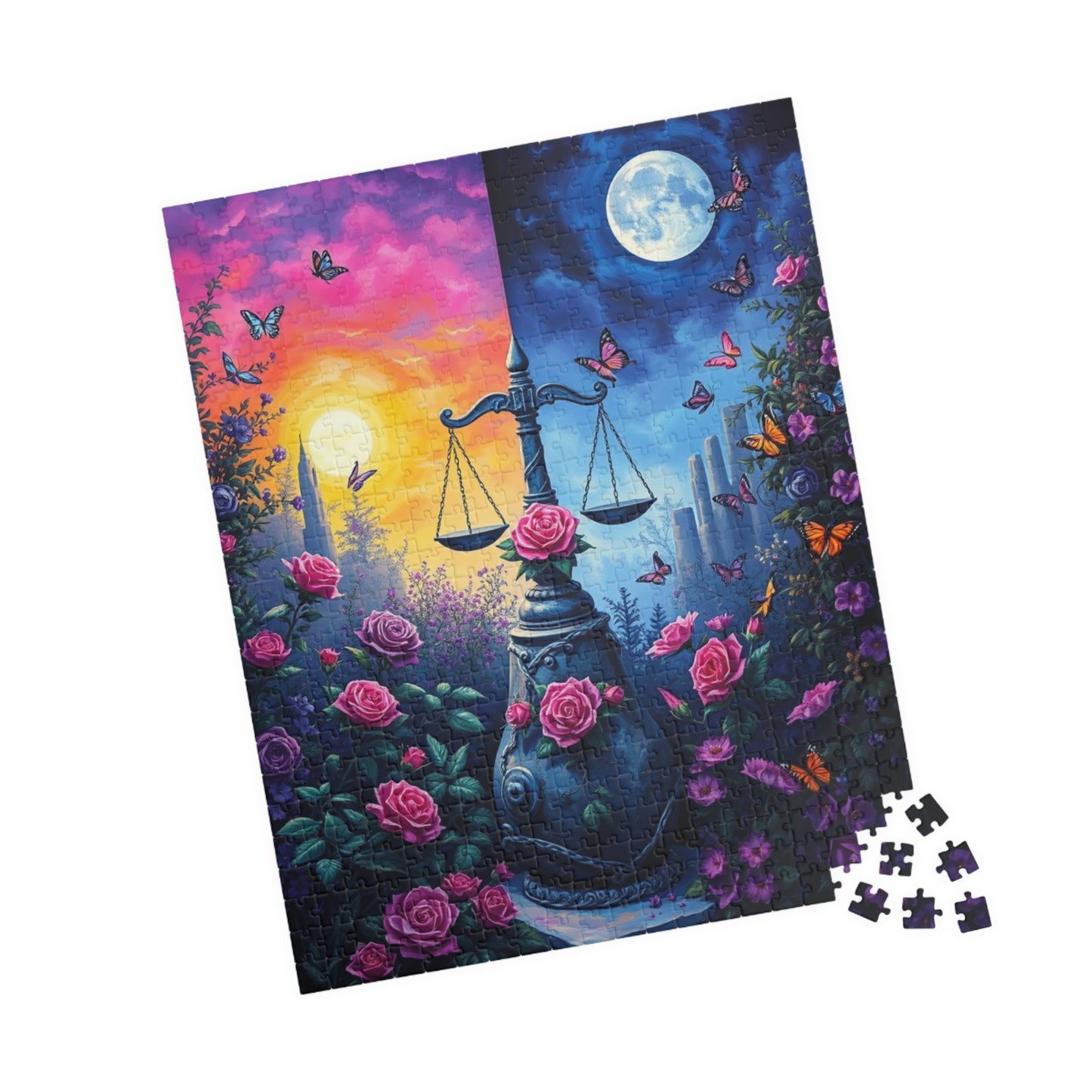 Enchanting Scales Puzzle | 110-1014 Piece Libra Zodiac Sign Jigsaw Game | Beautiful Floral Design | Perfect Gift for Friend Astrology Lover Puzzle The Puzzle Chest