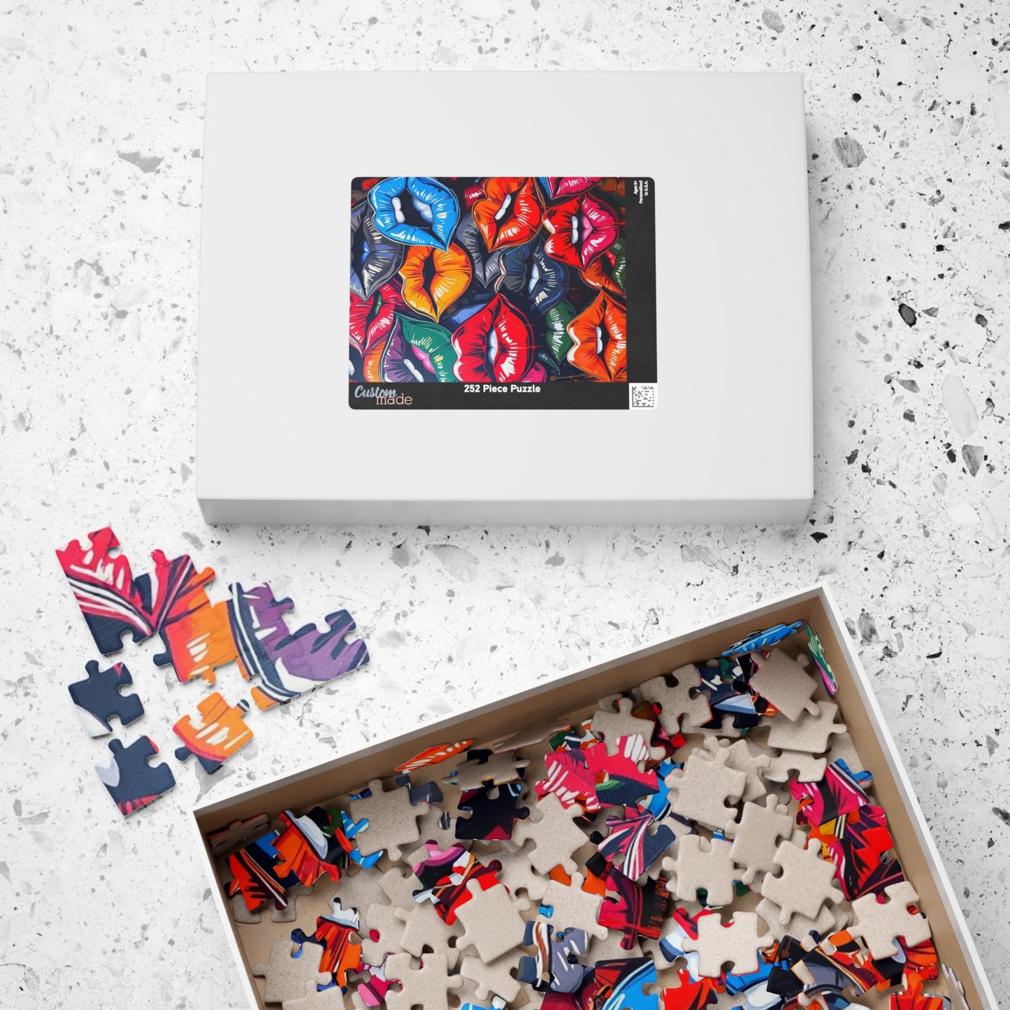 Colorful Lips Jigsaw Puzzle, Lipstick Kisses Collage, Fun Activity, Creative Hobby, Gift for Puzzle Lovers Art Enthusiast, Brain Teaser Game Puzzle The Puzzle Chest