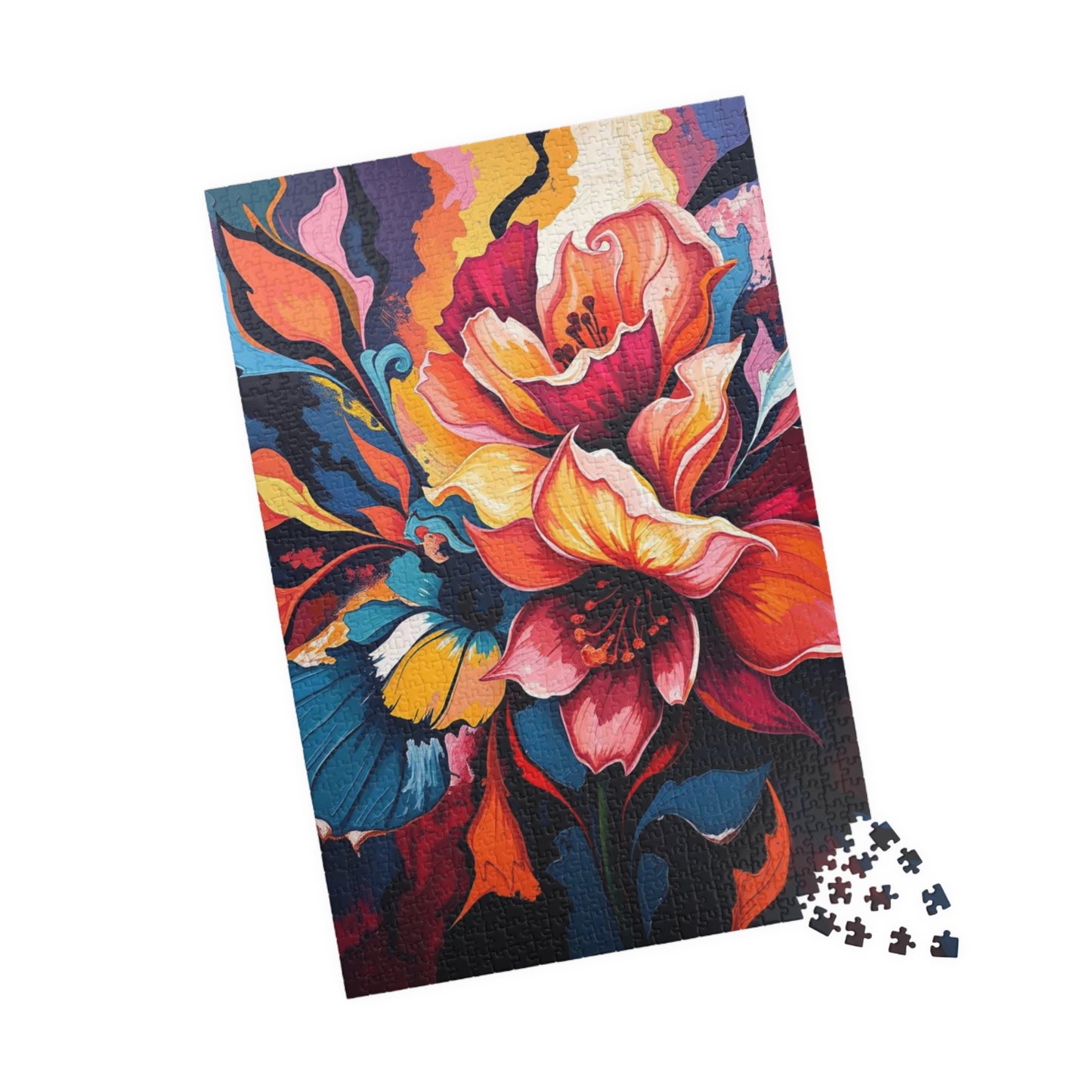 Abstract Floral Art Puzzle, Colorful Flower Jigsaw, Home Entertainment Mindful Activity, Gift for Family, Art Lover, Game Nights Puzzle The Puzzle Chest
