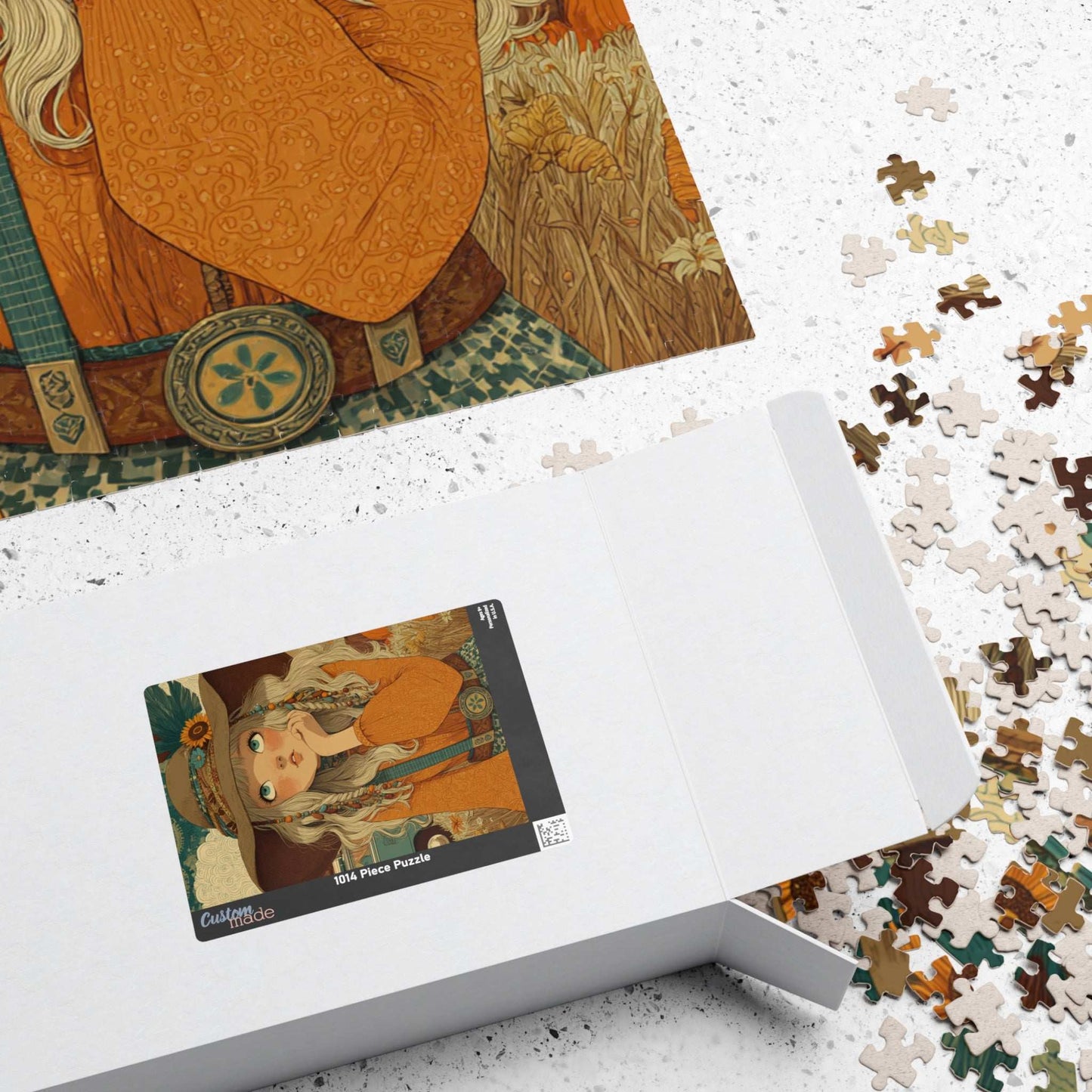 1970s Autumn Cowgirl Jigsaw Puzzle - Boho Meadow, Cartoon-Style Illustration Perfect Gift for Family, Friends, Creative Fun, Home Decor Puzzle The Puzzle Chest