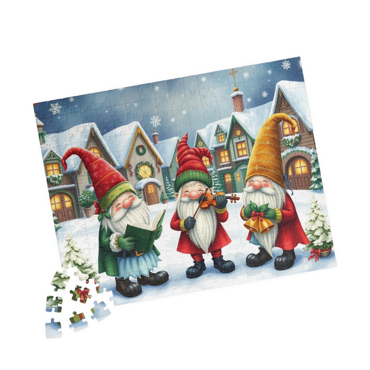 Christmas Caroler Gnome Puzzle - Holiday Theme Mythical Jigsaw Game 252 pcs (Horizontal) Puzzle The Puzzle Chest