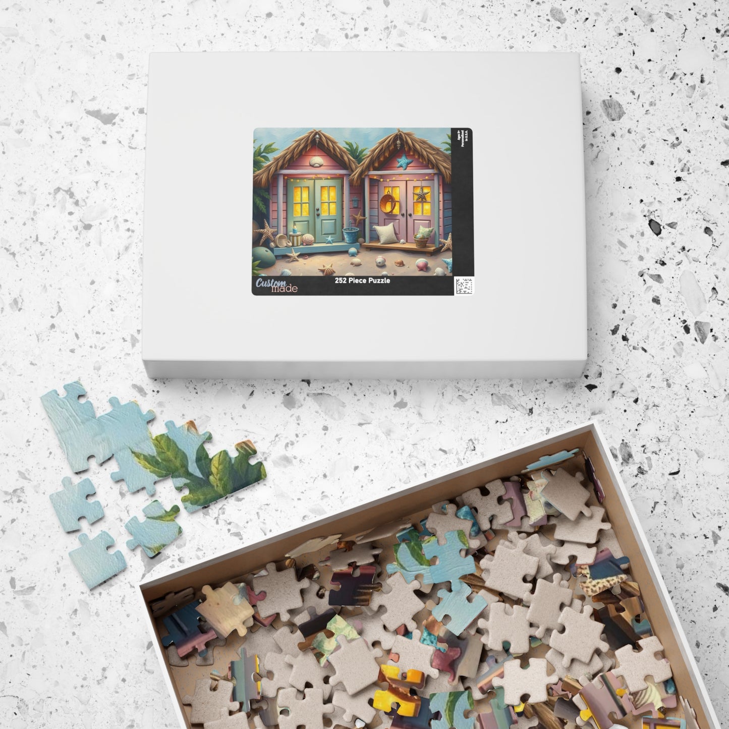Seaside Charm Jigsaw Puzzle - Pastel Beach Huts, 110/252/520/1014-Piece Summer Vibes Beach House Puzzle for Fun, Gifts, Mental Stimulation Puzzle The Puzzle Chest