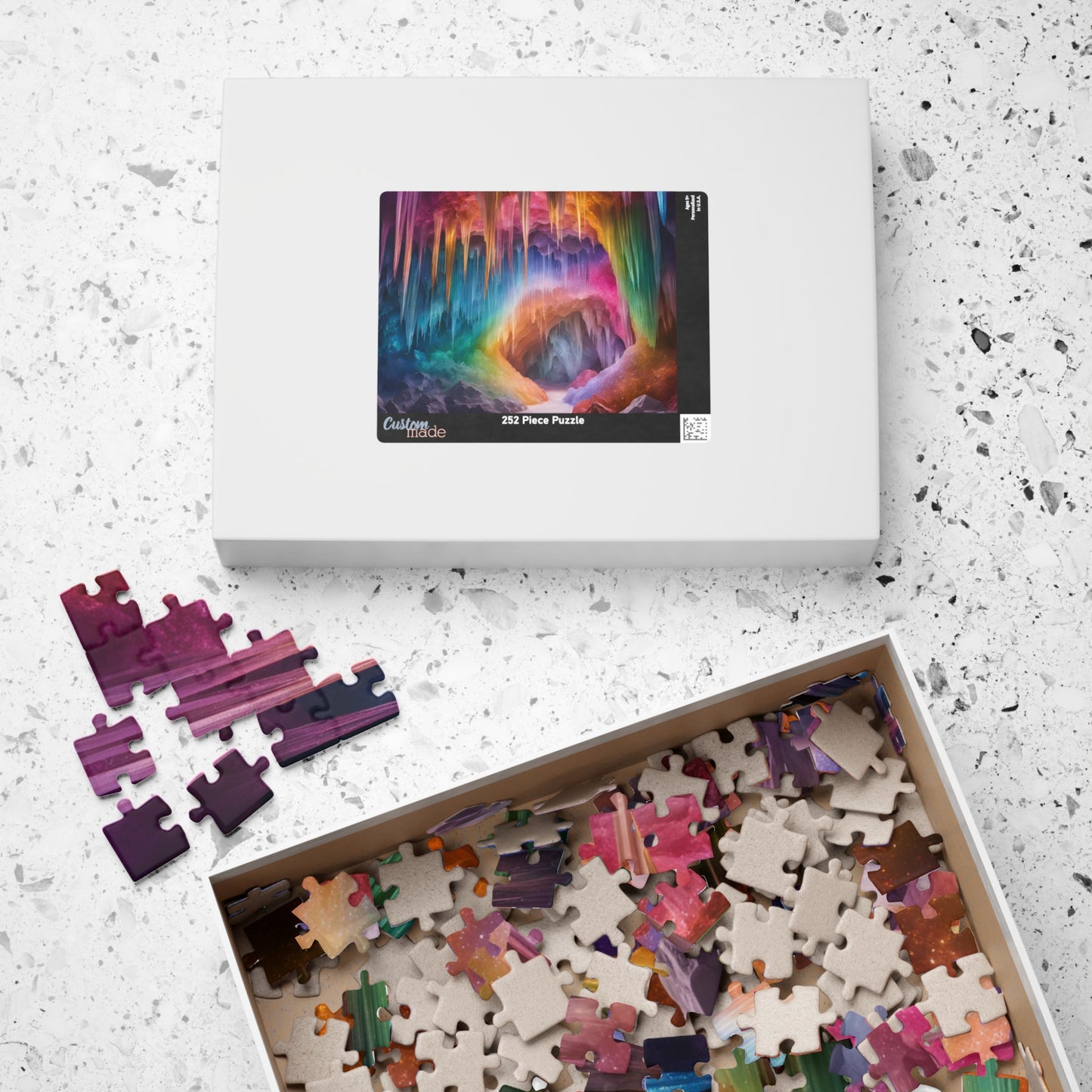 Crystal Craven Trippy Puzzle, Colorful Fantasy Mystical Rainbow Cave Scene, Challenging Jigsaw Game, Fun Family Activity, Meditation Tool Puzzle The Puzzle Chest