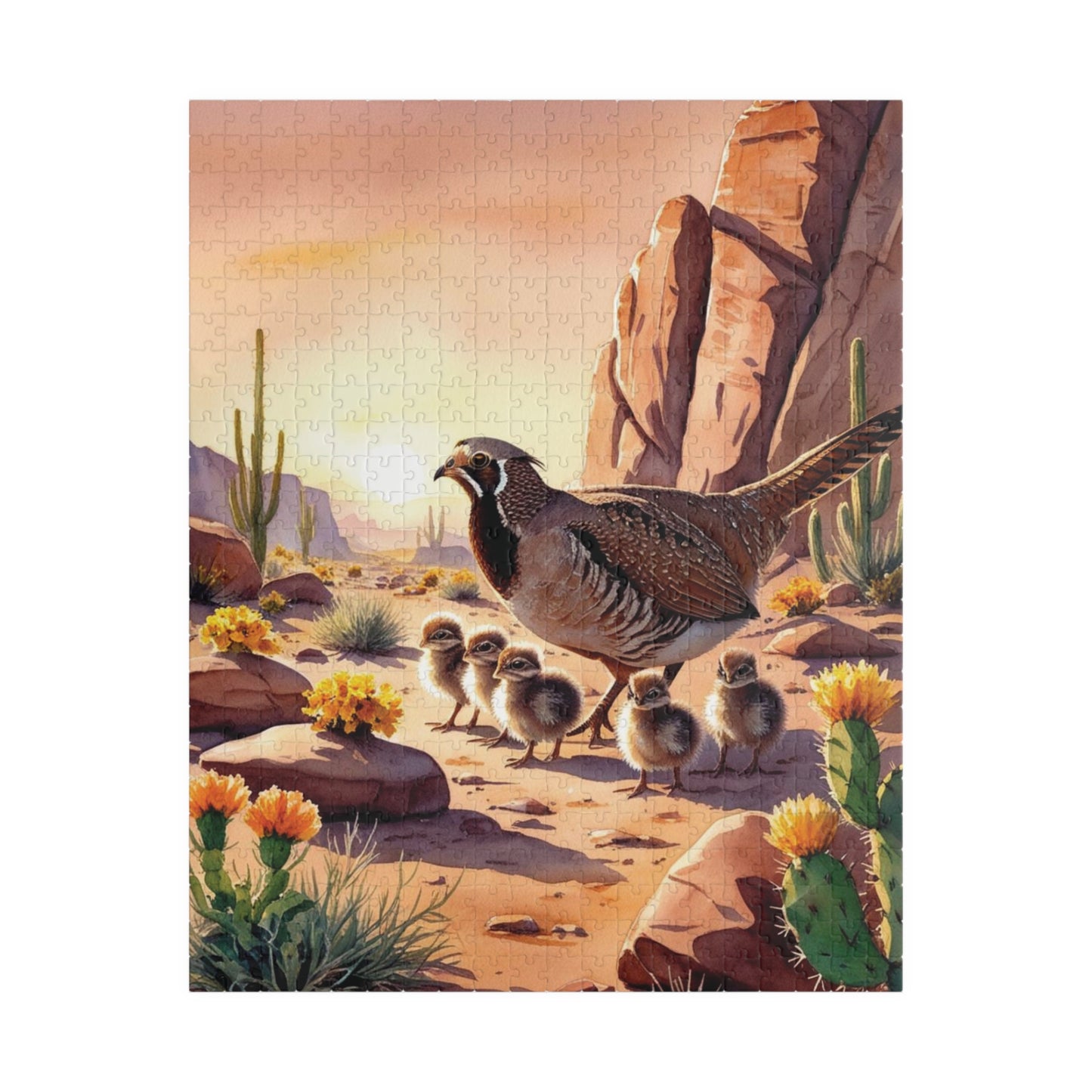 Sage-Grouse Jigsaw Puzzle, Bird and Baby Chicks Desert Landscape Animal Puzzle Enthusiasts Fun Family Time Activity, Wildlife Lover Gift