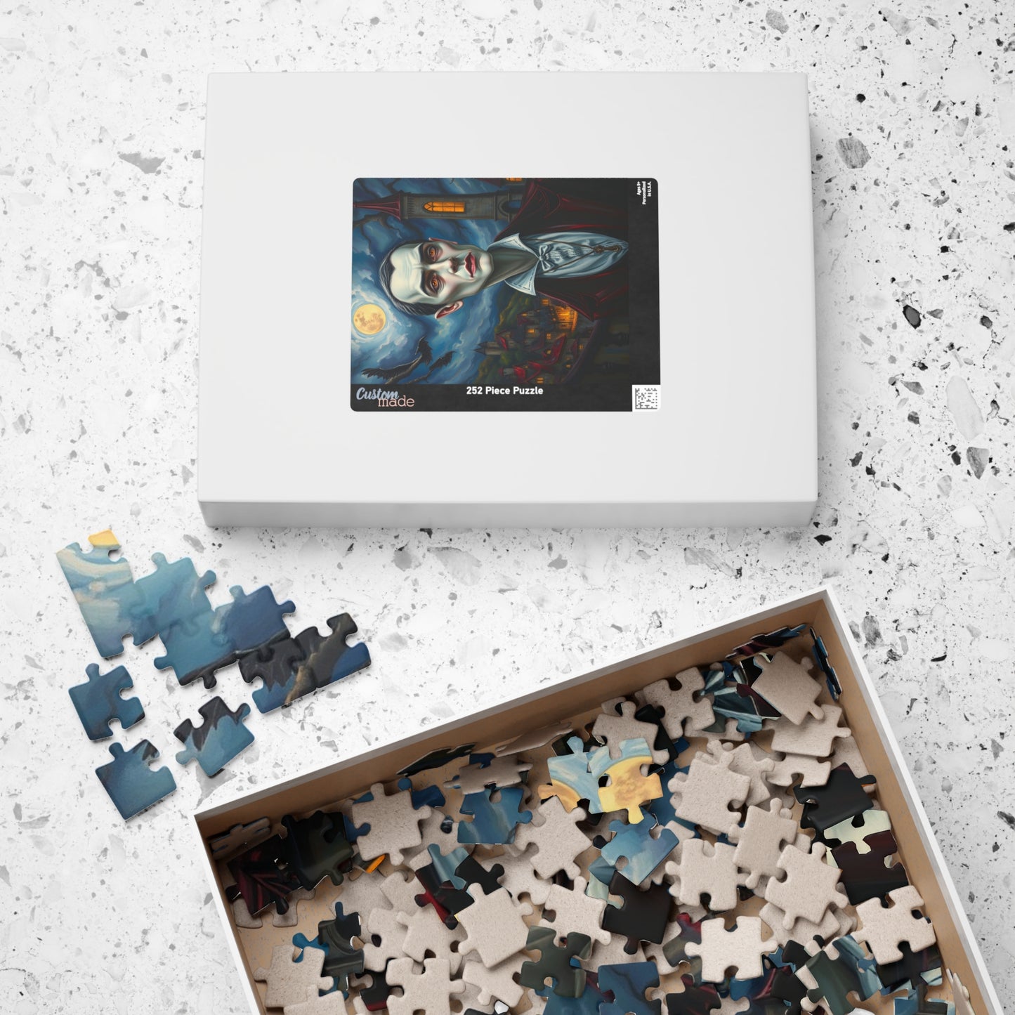 Vampire Gothic Manor Jigsaw Puzzle, Dark Fantasy Stormy Sky Art, Halloween Game, Challenging Adult Toy, Mind-bending Activity, Unique Gift Puzzle The Puzzle Chest