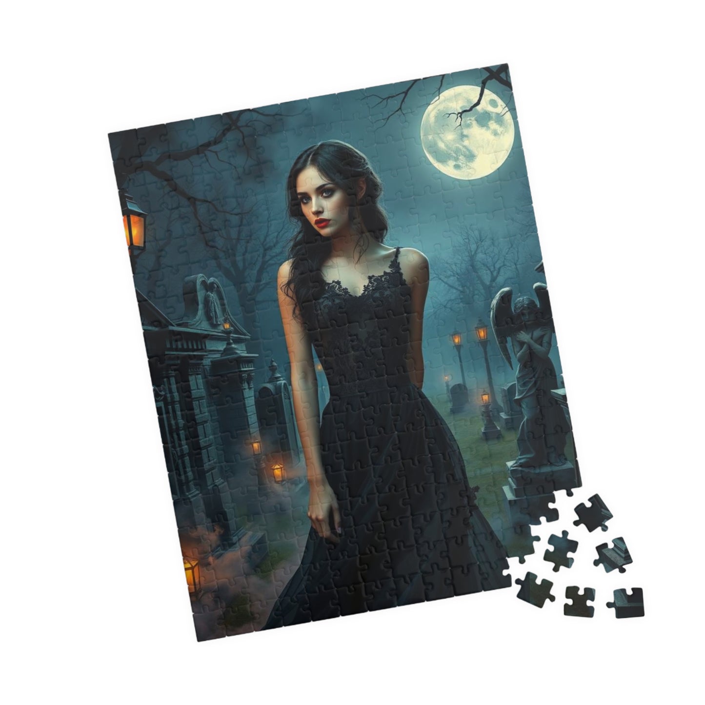 Gothic Moonlit Puzzle, Dark Fantasy Art, Spooky Decor, Halloween Gift for Puzzle Loving Friends, Family Activity, Unique Home Entertainment Puzzle The Puzzle Chest