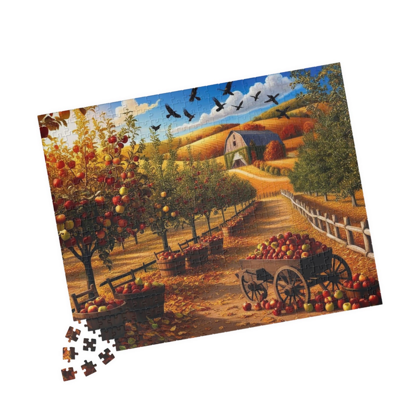 Apple Orchard Jigsaw Puzzle, Autumn Landscape Scene, Gift for Puzzle Lovers, Family Fun, Cozy Night In, Fall Decor, Thanksgiving Puzzle The Puzzle Chest