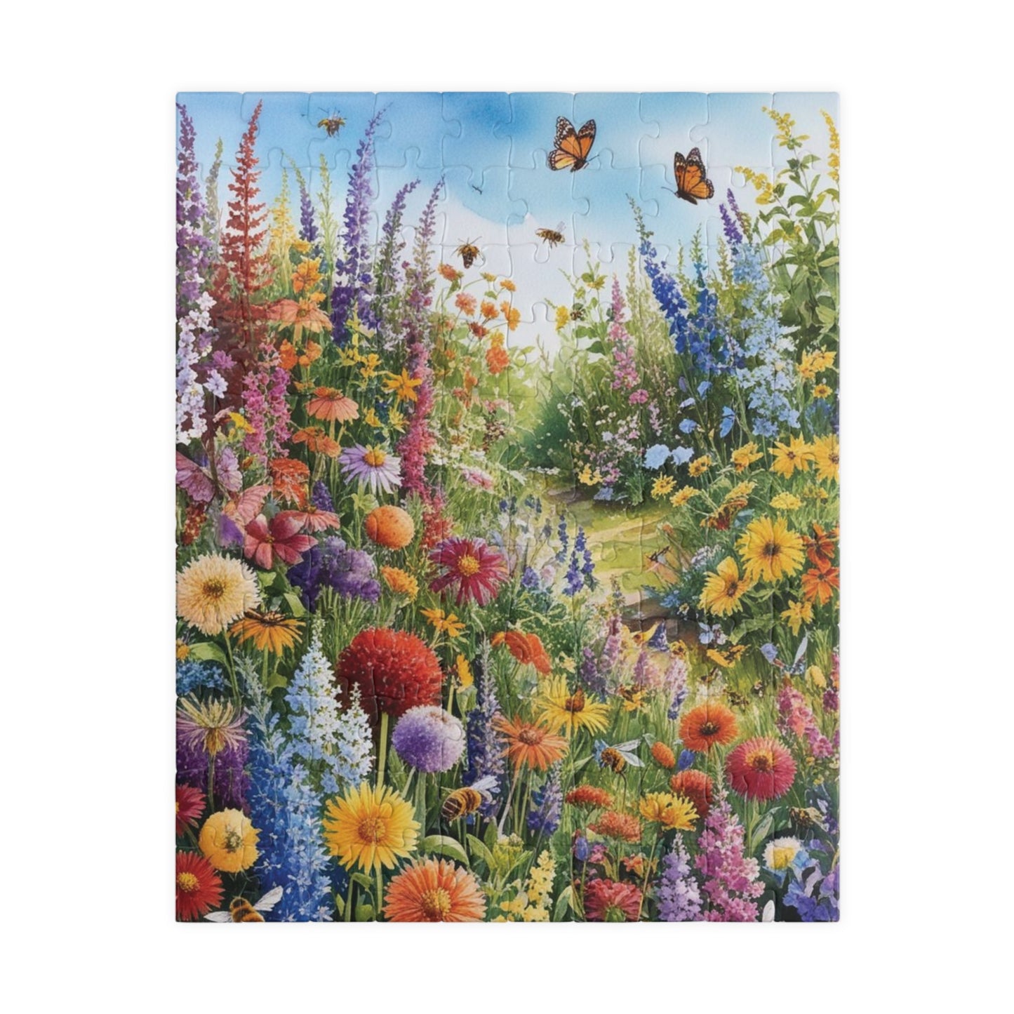 Garden Scene Jigsaw Puzzle with Wildflowers, Butterflies and Bees, 110-1014 Piece Floral Puzzle, Fun Family Activity, Creative Hobby 110 pcs (Vertical) Puzzle The Puzzle Chest