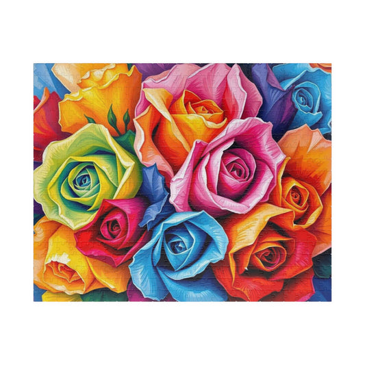Vibrant Floral Jigsaw Puzzle, Colorful Rose Artwork for Solo Fun or Family Game Nights, Puzzle Lover Gift for Friends, Brain Teaser 520 pcs (Horizontal) Puzzle The Puzzle Chest