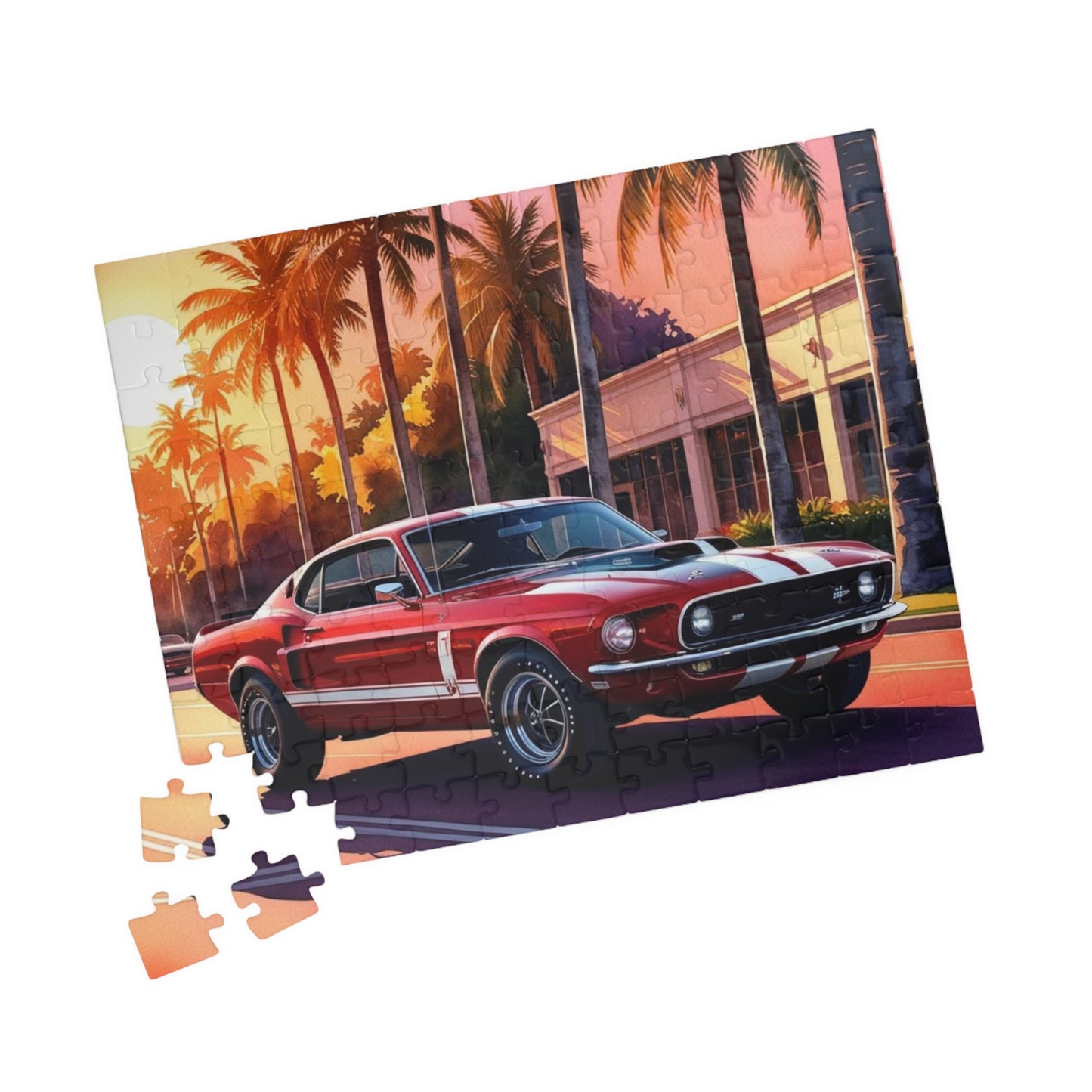 Muscle Car Jigsaw Puzzle for Adults Sunset Scene, 110-1014 Piece Vintage Style Tabletop Family Game, Puzzle Lover Retro Gift Puzzle The Puzzle Chest