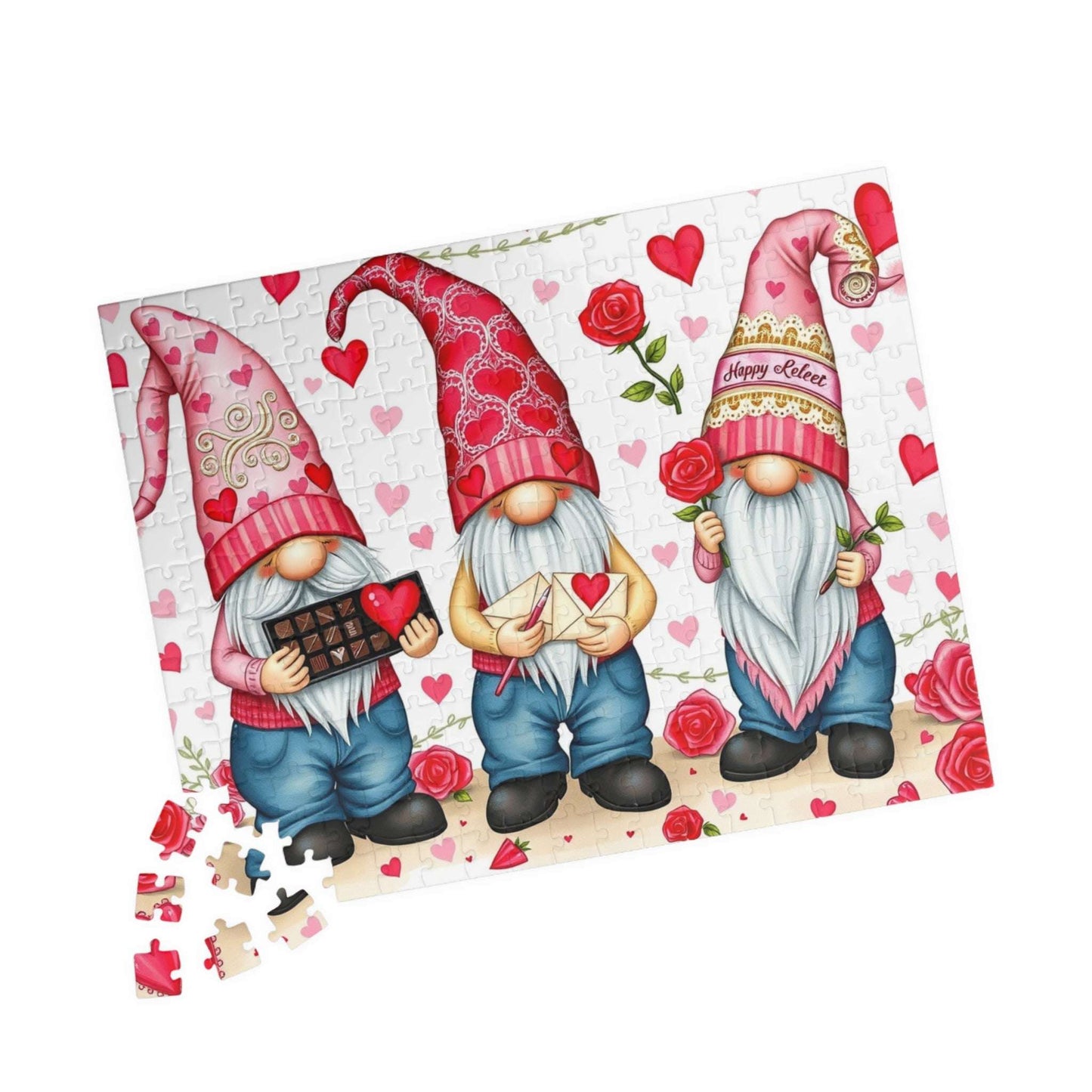 Valentine's Day Gnome Puzzle - Love Themed Jigsaw Game 252 pcs (Horizontal) Puzzle The Puzzle Chest