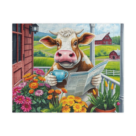 Charming Farmyard Cow Puzzle, Great for Family Fun, Gift for Animal Lovers, 110-1014-piece Jigsaw Game, Perfect for Cozy Nights 110 pcs (Horizontal) Puzzle The Puzzle Chest