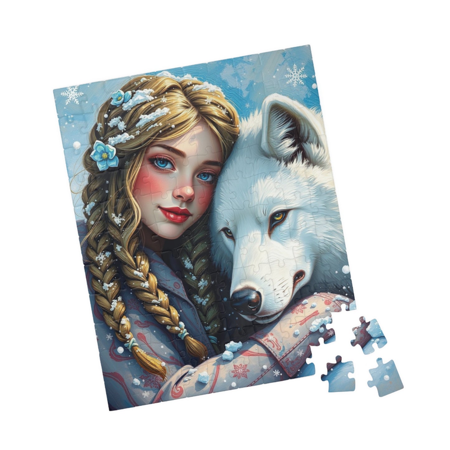 Woman and White Wolf Puzzle Artwork, Winter Theme Animal Lover Gift for Friends Birthday Holiday, Relaxing Activity for Family or Solo Fun, Puzzle The Puzzle Chest