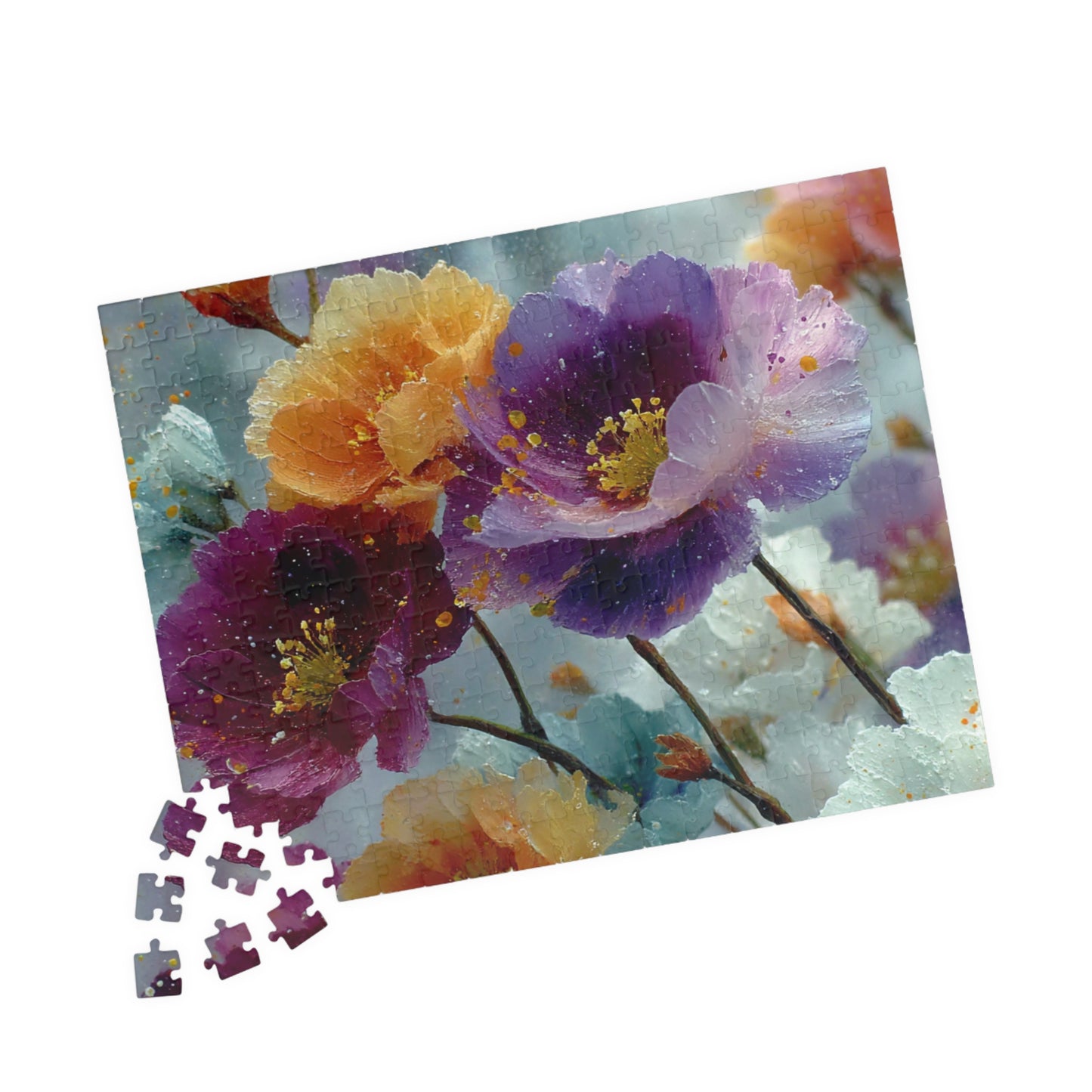 Ethereal Petals Jigsaw Puzzle - Vibrant Wildflowers in a Dreamlike Landscape