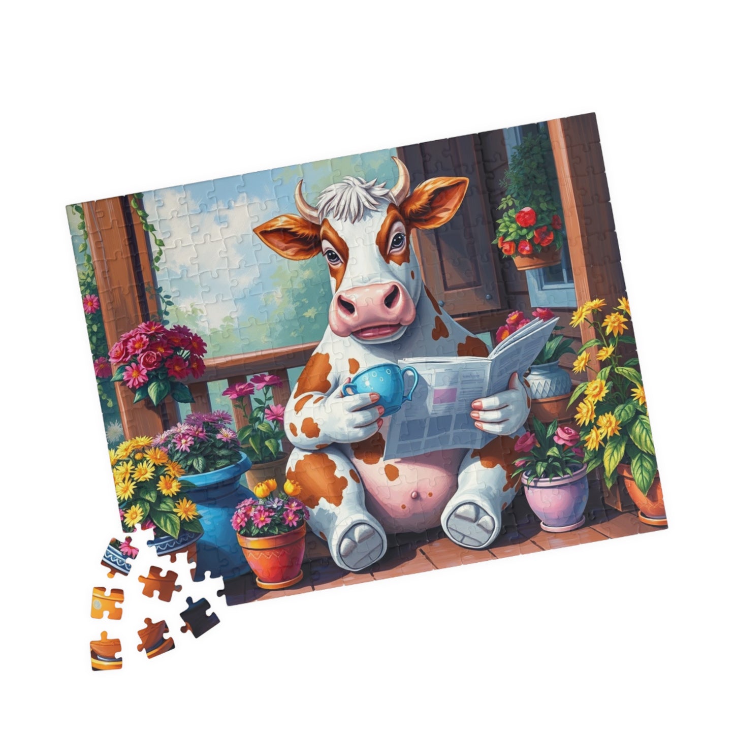 Whimsical Cow Jigsaw Puzzle, Fun Home Solo Entertainment, Gift for Farm Lovers Animal Enthusiasts, Family Game Night, Mindfulness Activity Puzzle The Puzzle Chest