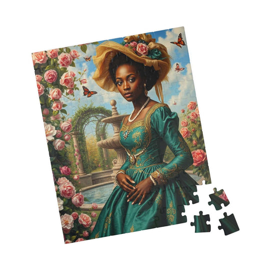 Floral Victorian Black Woman Jigsaw Puzzle, African American Lady Art, Afrocentric Artwork 110 pcs (Vertical) Puzzle The Puzzle Chest