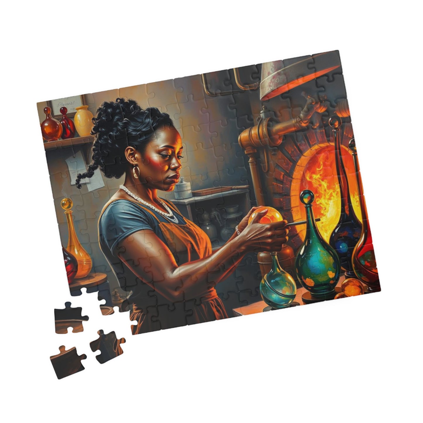 Black Woman Glassblowing Jigsaw Puzzle, African American Art, Unique Birthday Holiday Gift for Friend, Family Game Night, Creative Challenge Puzzle The Puzzle Chest