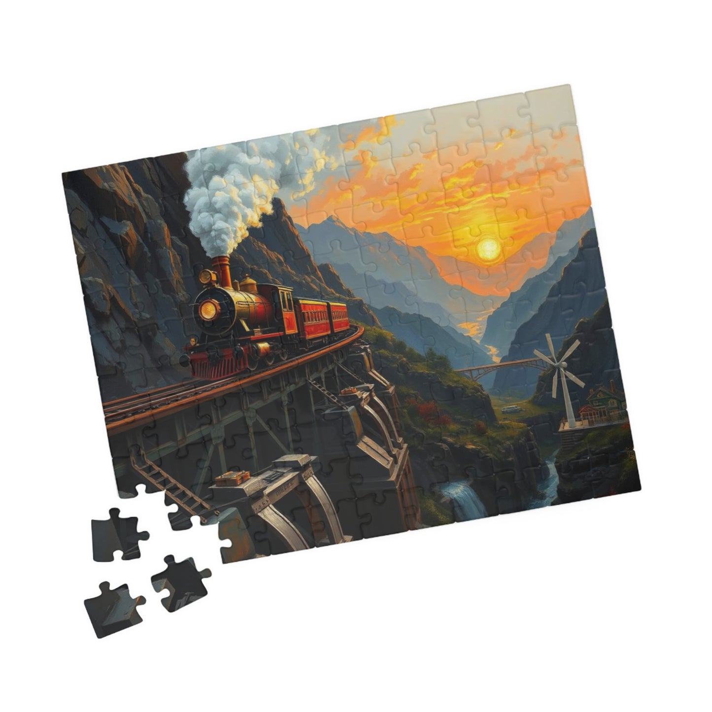 Scenic Steampunk Train Adventure Puzzle, Enchanting Landscape Jigsaw for Family Fun, Gifts for Train Lovers, Home Entertainment Brain Teaser Puzzle The Puzzle Chest