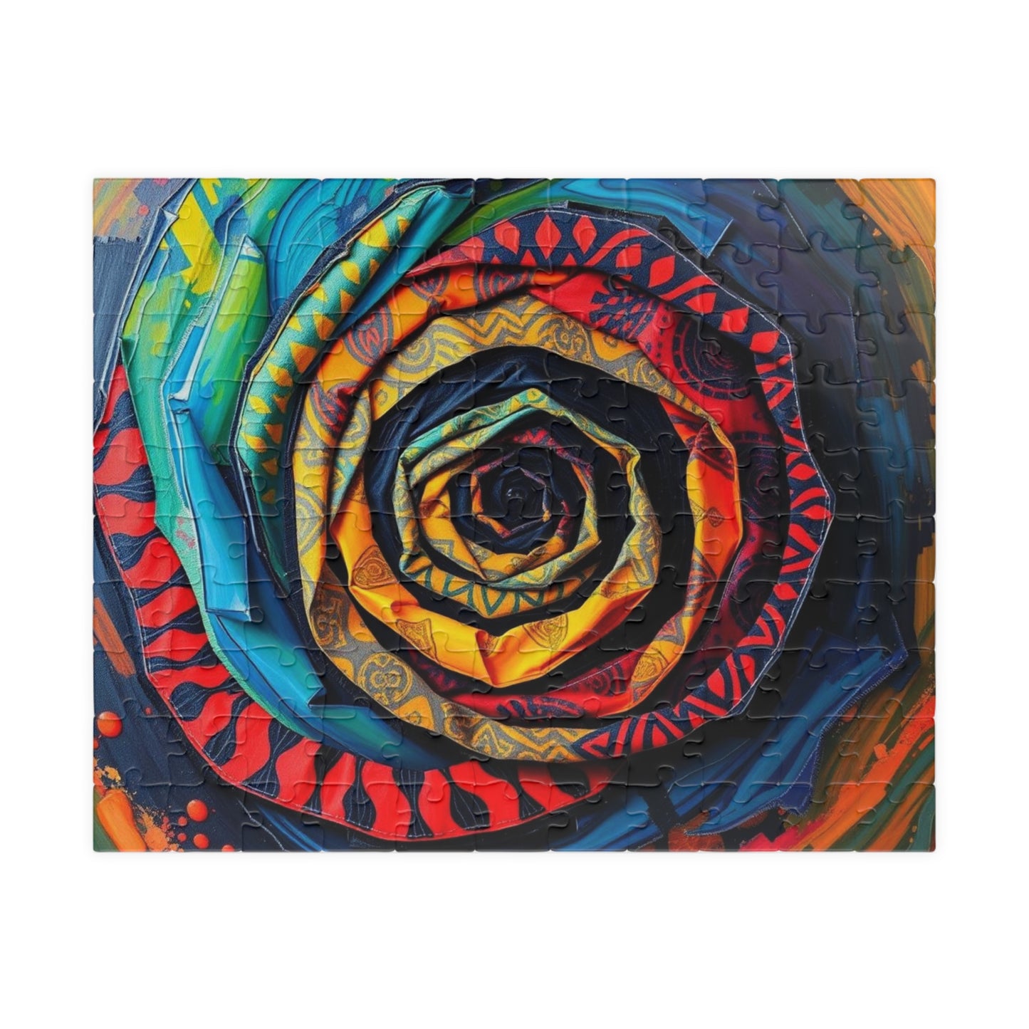 Colorful Spiral Rose Puzzle, 110-1014 pieces Abstract Jigsaw, Stress Relief Game, Gift for Adults, Family Game Night, Mindful Art Therapy 110 pcs (Horizontal) Puzzle The Puzzle Chest