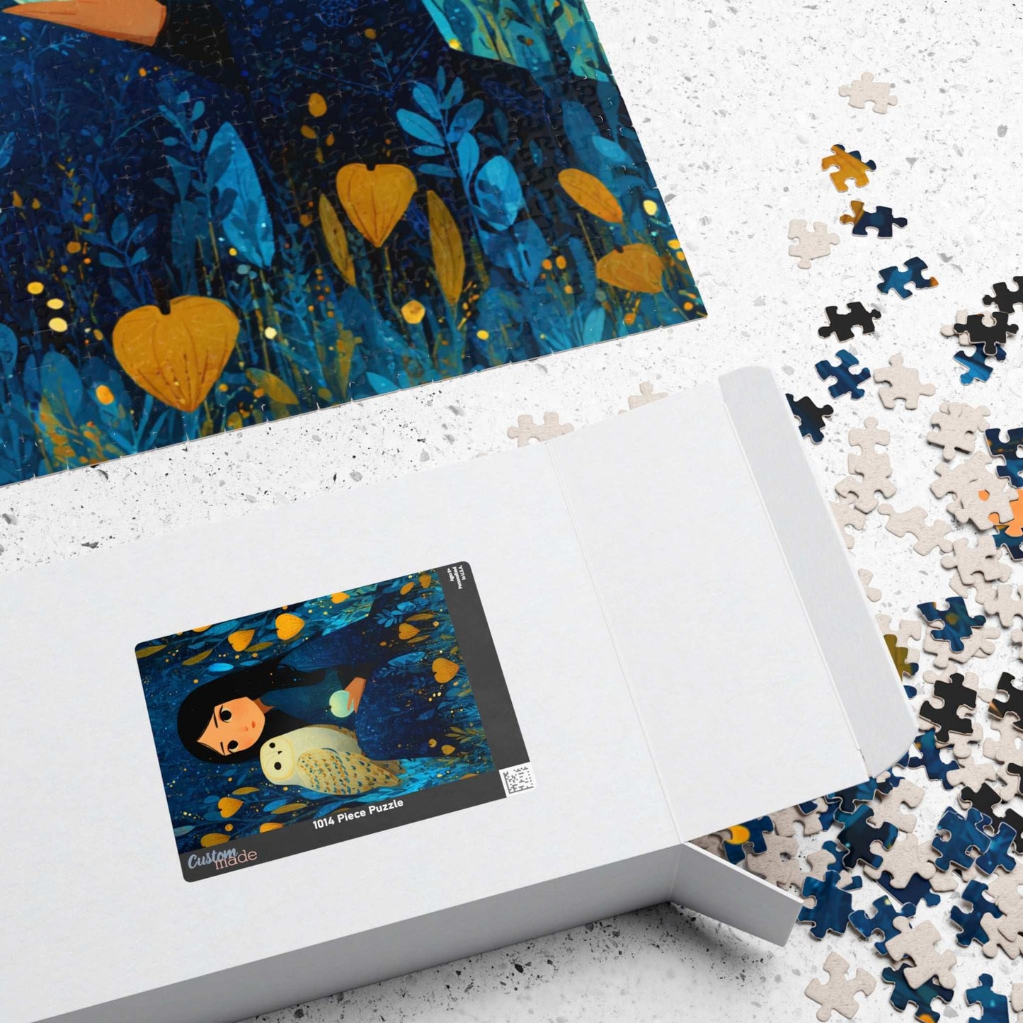 Watercolor Moonlit Orchard Jigsaw Puzzle - Girl and Owl, Storybook Art Game for Mindful Gift, Home Entertainment, Family Fun, Brain Teaser Puzzle The Puzzle Chest