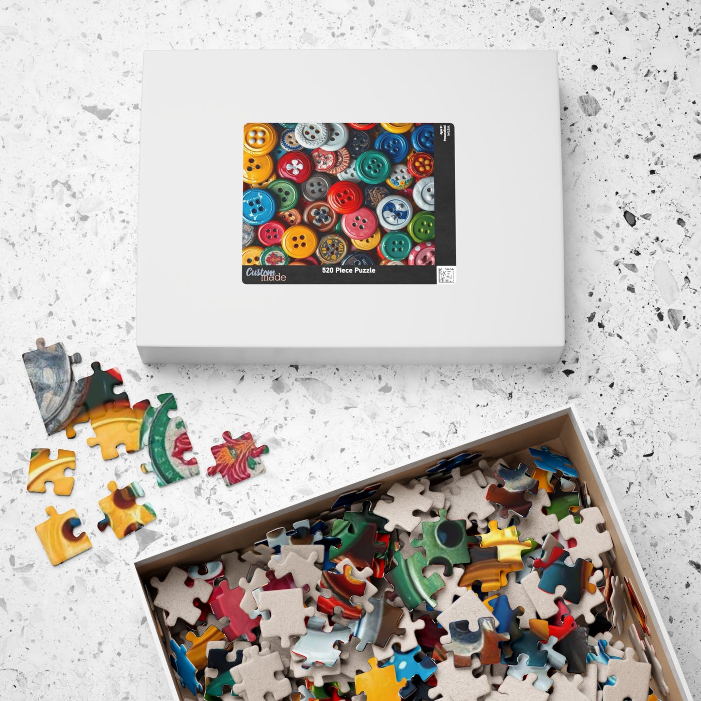Button Collection Jigsaw Puzzle - Chaotic Collage Design, Fun Family Creative Activity, Puzzle Lover Gift for Friends, Vintage Vibe Brain Teaser Puzzle The Puzzle Chest