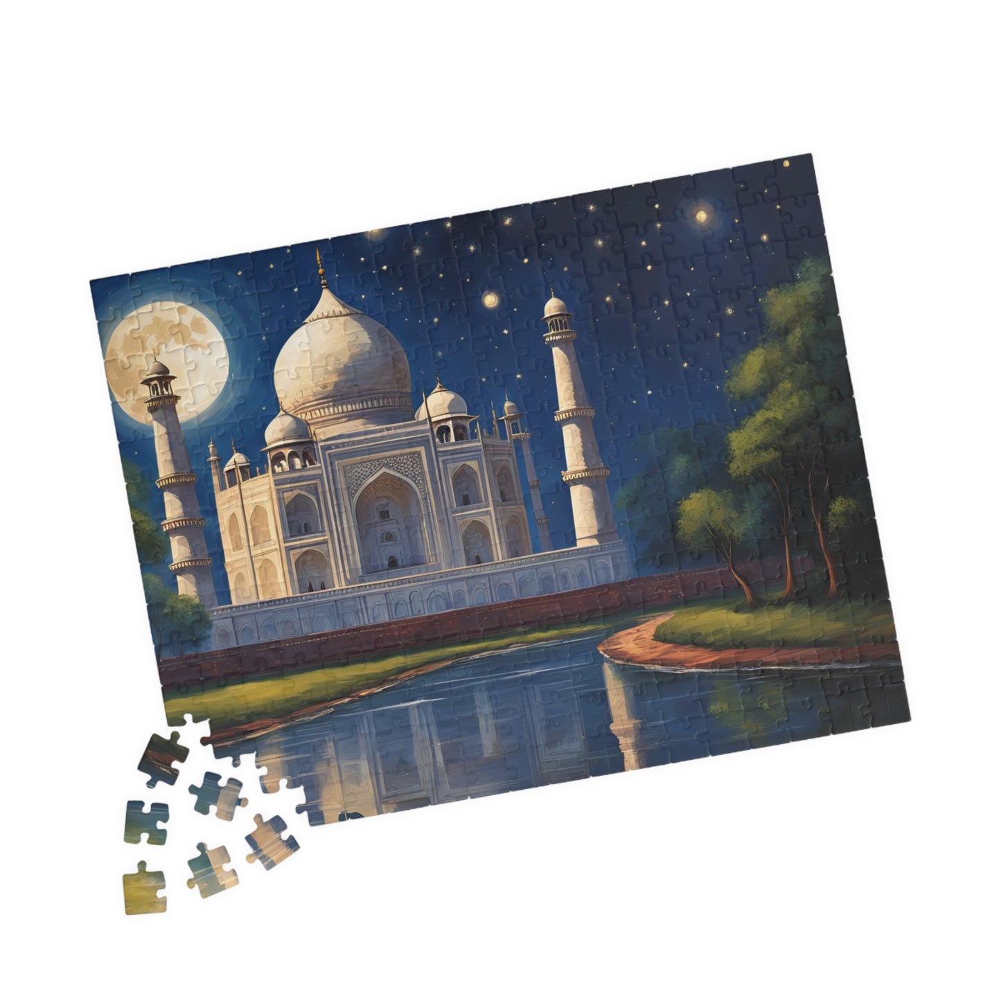 Taj Mahal Night Scene Jigsaw Puzzle, Starry Sky Iconic Landmark Tabletop Game, Family Entertainment Quiet Time Activity, Hobby Puzzle Lover Puzzle The Puzzle Chest