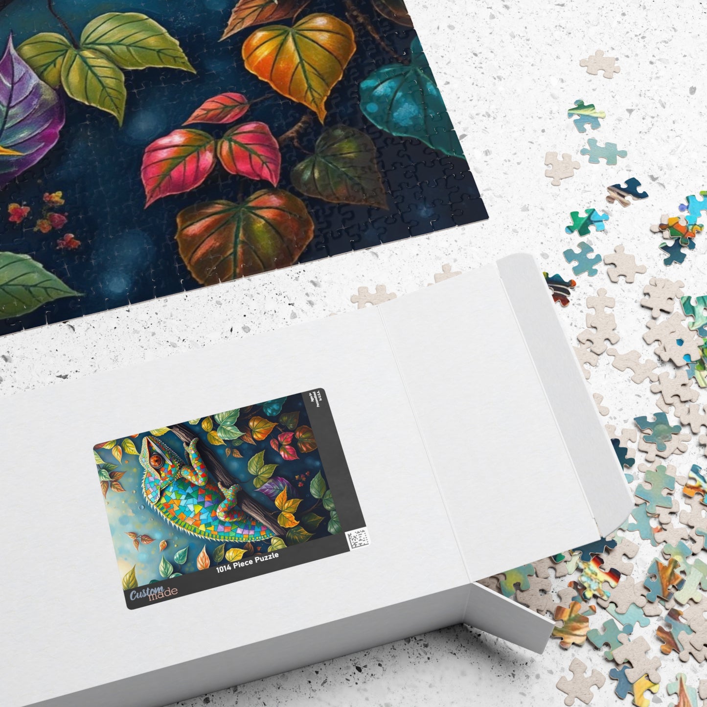 Jigsaw Puzzle, Mosaic Chameleon Camouflaged on Branch, Rich Leaves and Vines, Giftable Game for Adults, Fun Family Activity, Brain Teaser Puzzle The Puzzle Chest