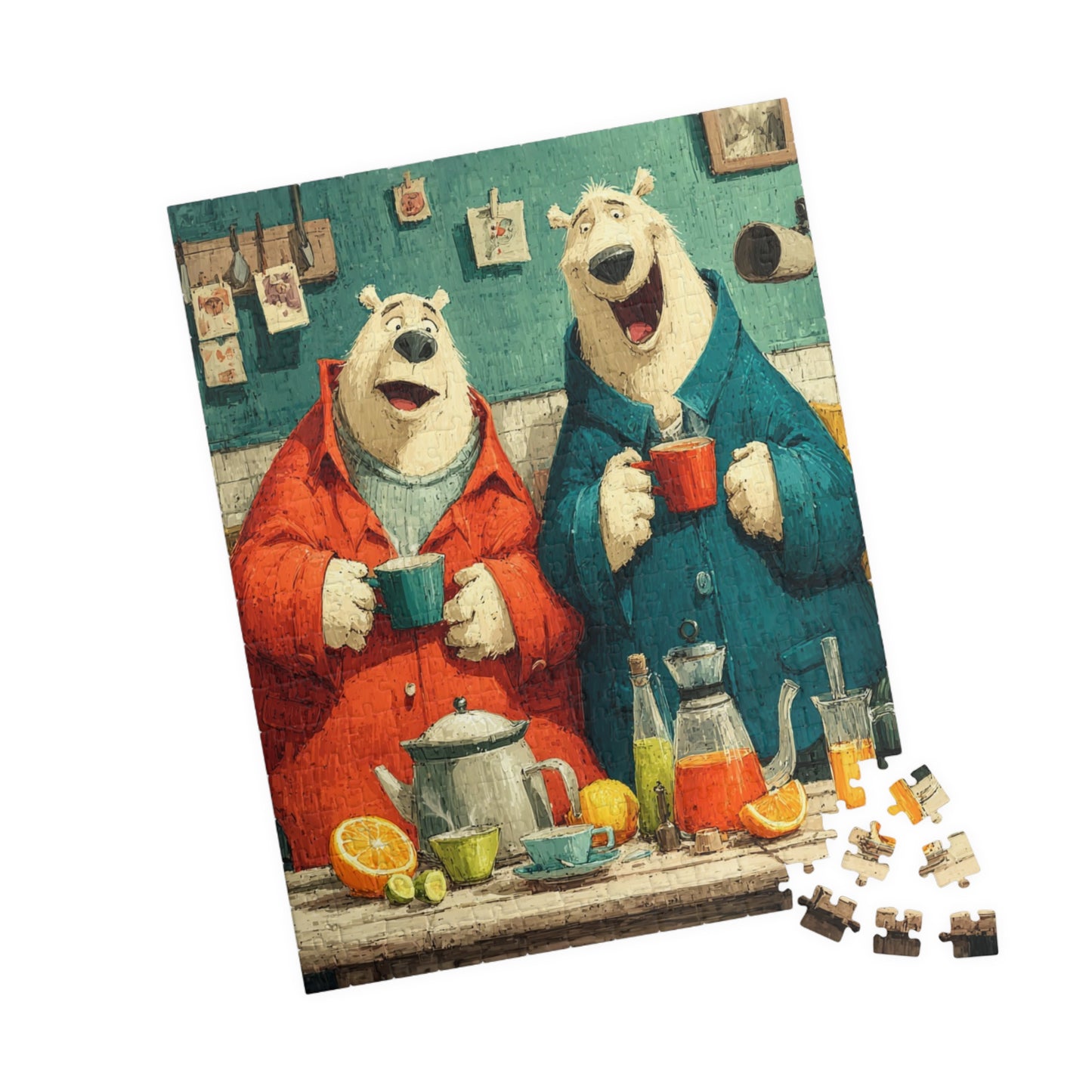 Cartoon Bear Tea Party – Whimsical Cute Animal Jigsaw Puzzle with Adorable Characters 252 pcs (Vertical) Puzzle The Puzzle Chest
