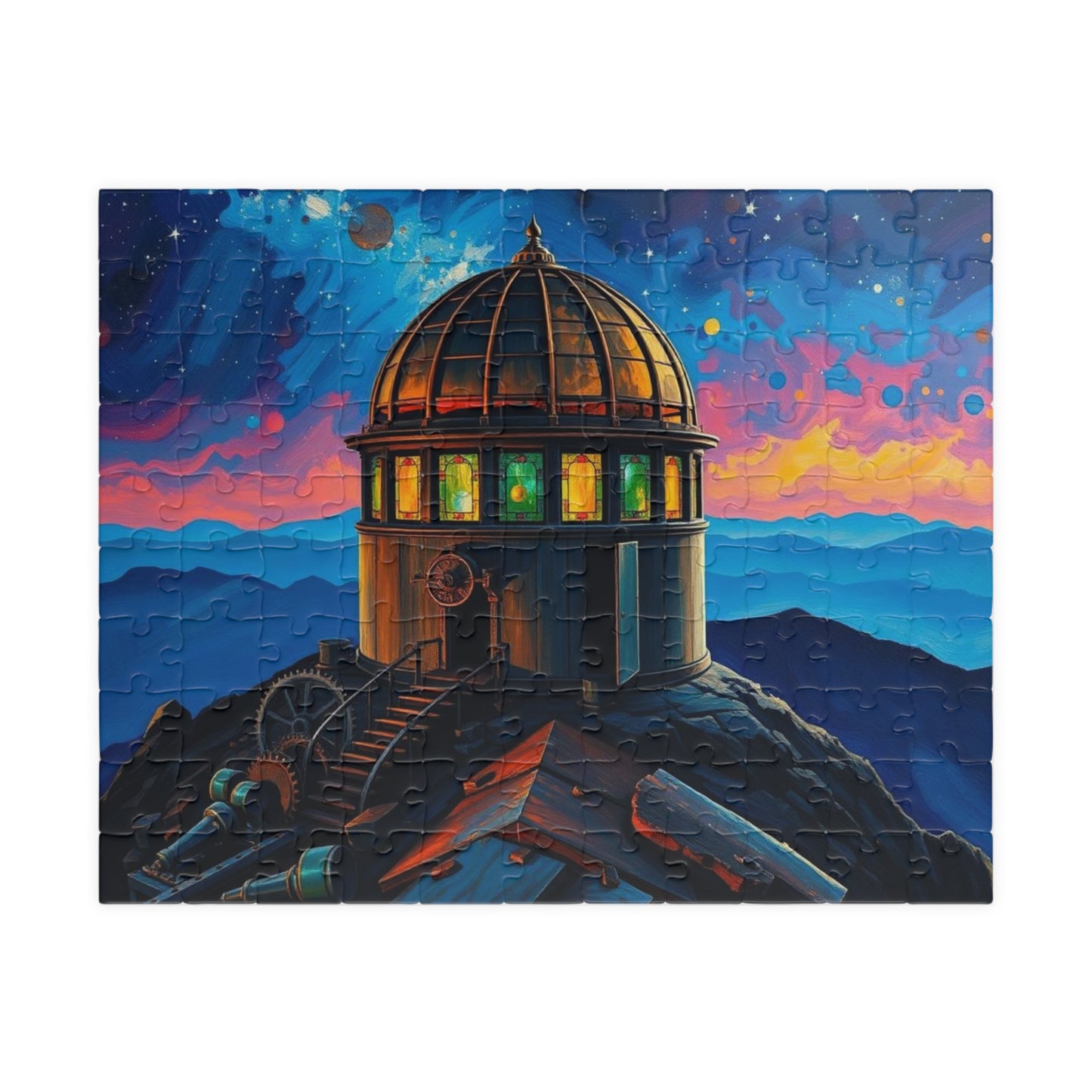 Alchemist Dome Jigsaw Puzzle - Mountaintop Observatory, Steampunk Puzzle Gift for Art Enthusiast Friend, Creative Hobby, Family or Solo Fun 110 pcs (Horizontal) Puzzle The Puzzle Chest