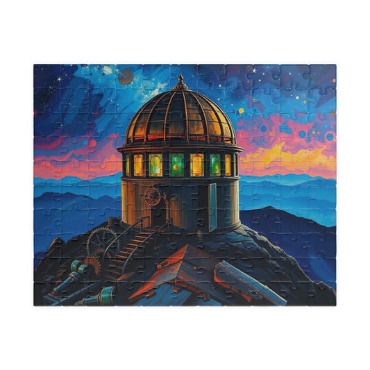 Alchemist Dome Jigsaw Puzzle - Mountaintop Observatory, Steampunk Puzzle Gift for Art Enthusiast Friend, Creative Hobby, Family or Solo Fun 110 pcs (Horizontal) Puzzle The Puzzle Chest