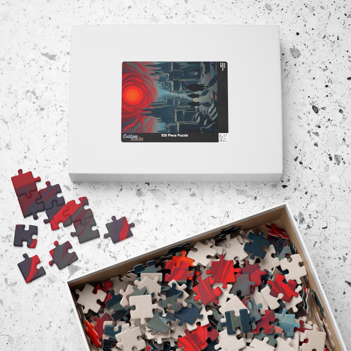 Gothic Puzzle - Desolate City Blood-Red Sky, 110-1014 Piece Jigsaw Game, Skeleton Figures, Hooded Wanderers, Spooky Dark Art, Giftable Puzzle The Puzzle Chest