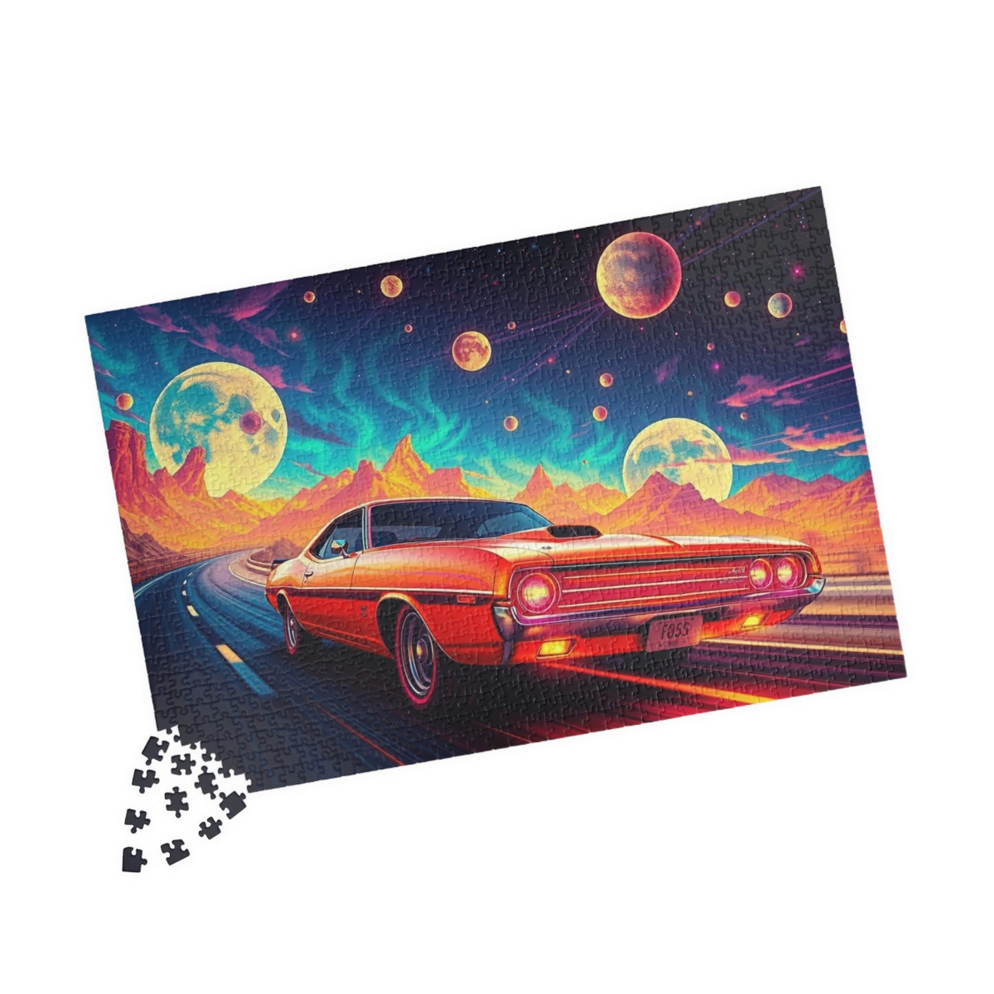 Retro Car Jigsaw Puzzle - Cosmic Scene, Gifts for Car Lovers, Nostalgic Mindfulness Activity for Family Game Night or Solo Fun, Brain Teaser Puzzle The Puzzle Chest