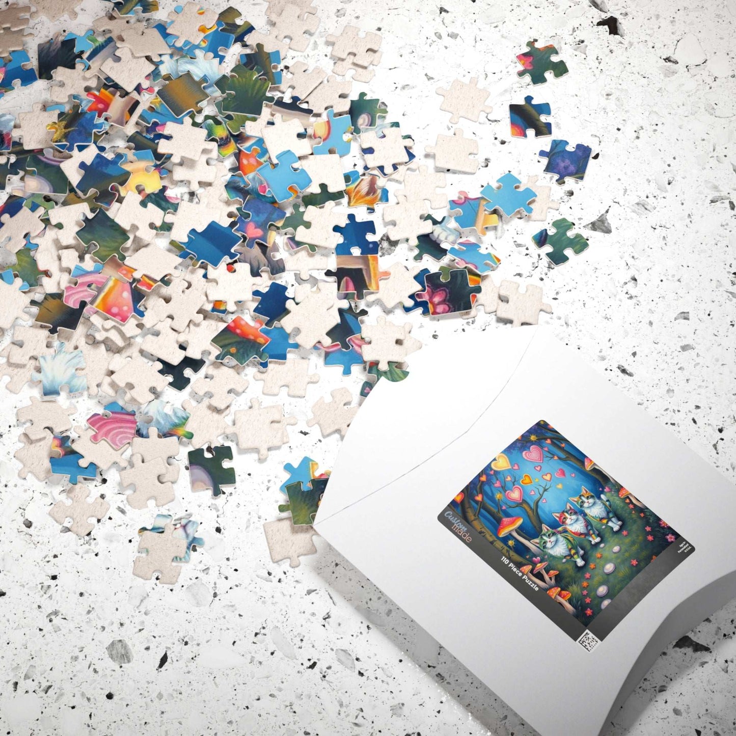 Cat Lovers Puzzle with Colorful Hearts, Perfect Gift for Cat Enthusiasts Puzzle The Puzzle Chest