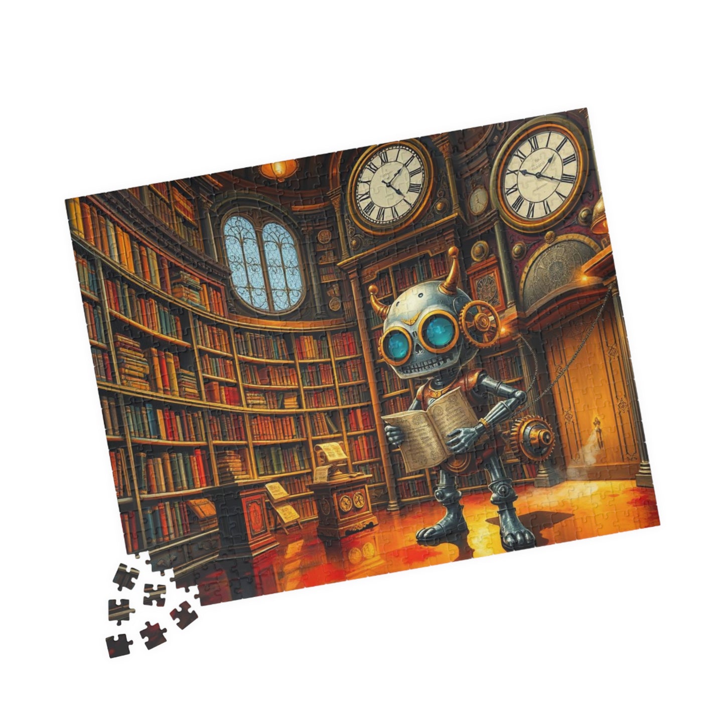 Steampunk Robot Puzzle, Vintage Library Jigsaw Game for Adult Home Entertainment, Holiday Birthday Gift for Puzzle Lover, Family Game Night Puzzle The Puzzle Chest