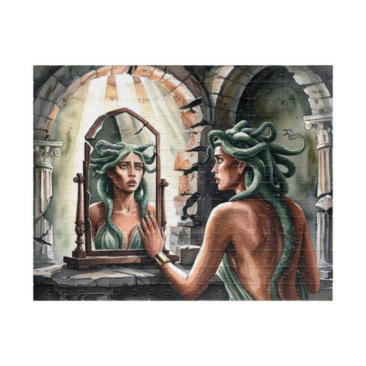 Medusa Stone Lair Jigsaw Puzzle (110, 252, 520, 1014-piece), Greek Mythology Art Game, Mental Challenge Family Activity Entertainment, Hobby 252 pcs (Horizontal) Puzzle The Puzzle Chest