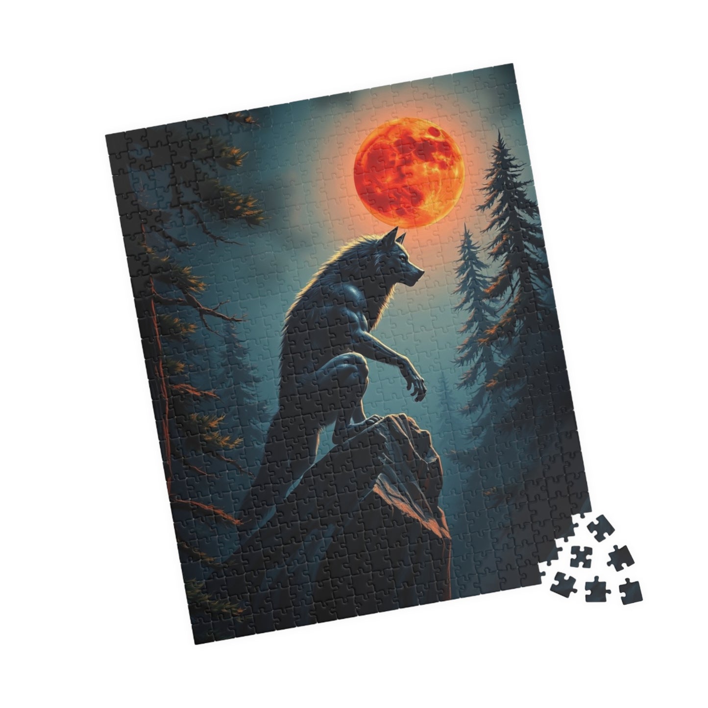 Moonlit Wolf Puzzle - Jigsaw Game for Nature and Animal Lovers, Creative Gift Idea for Friends, Cozy Night In, Family Activity Brain Teaser